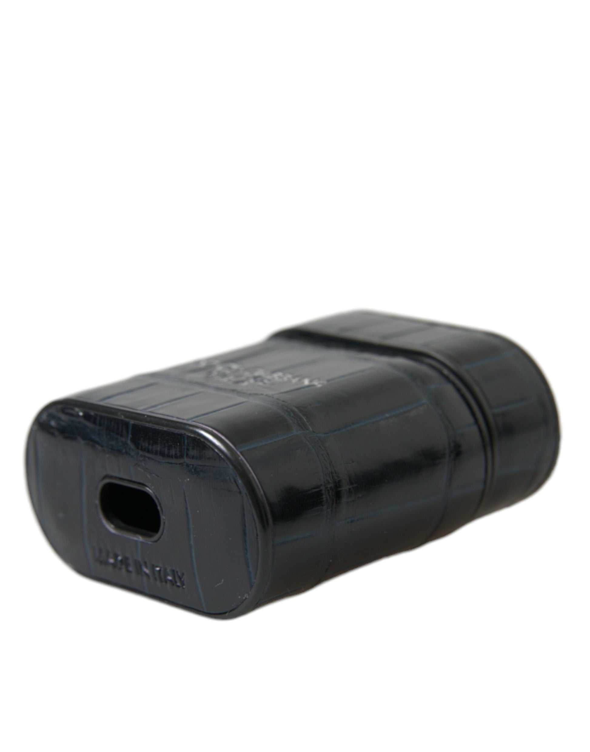 Dolce & Gabbana Black Crocodile Leather Silver Metal Logo Airpods Case Dolce & Gabbana