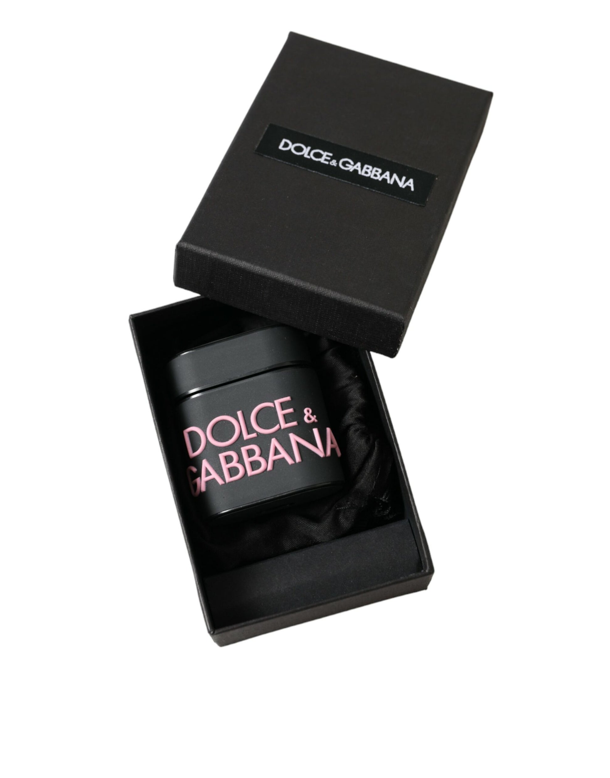 Dolce & Gabbana Black Pink Silicone Embossed Logo Airpods Case Dolce & Gabbana