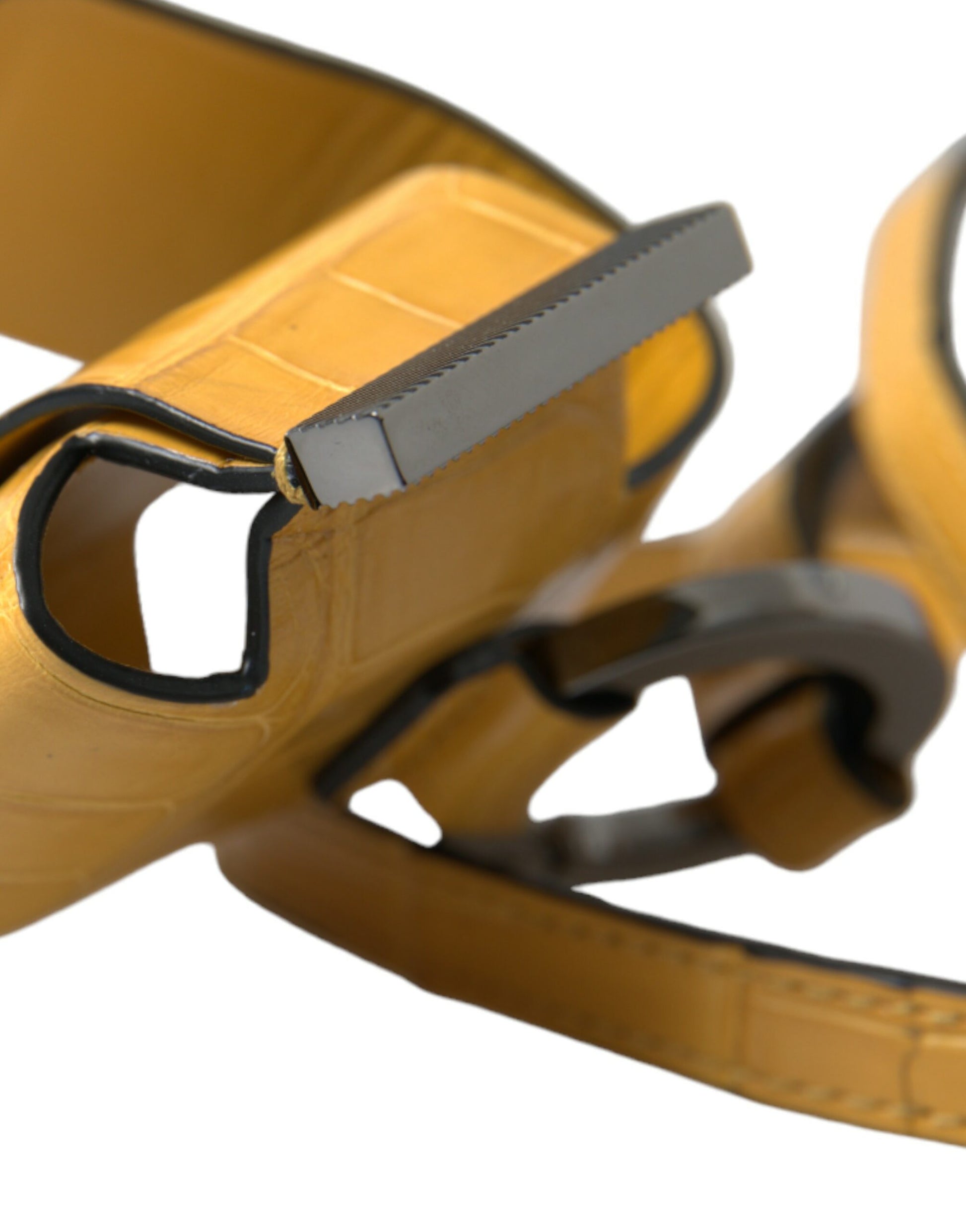 Dolce & Gabbana Yellow Crocodile Leather Logo Print Lanyard Keychain Dolce & Gabbana