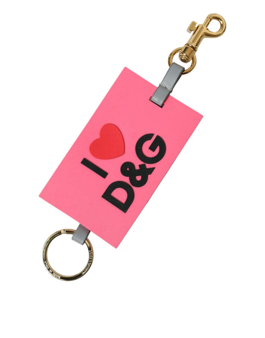 Dolce & Gabbana Pink Silicone DG Logo Gold Brass Keychain Dolce & Gabbana