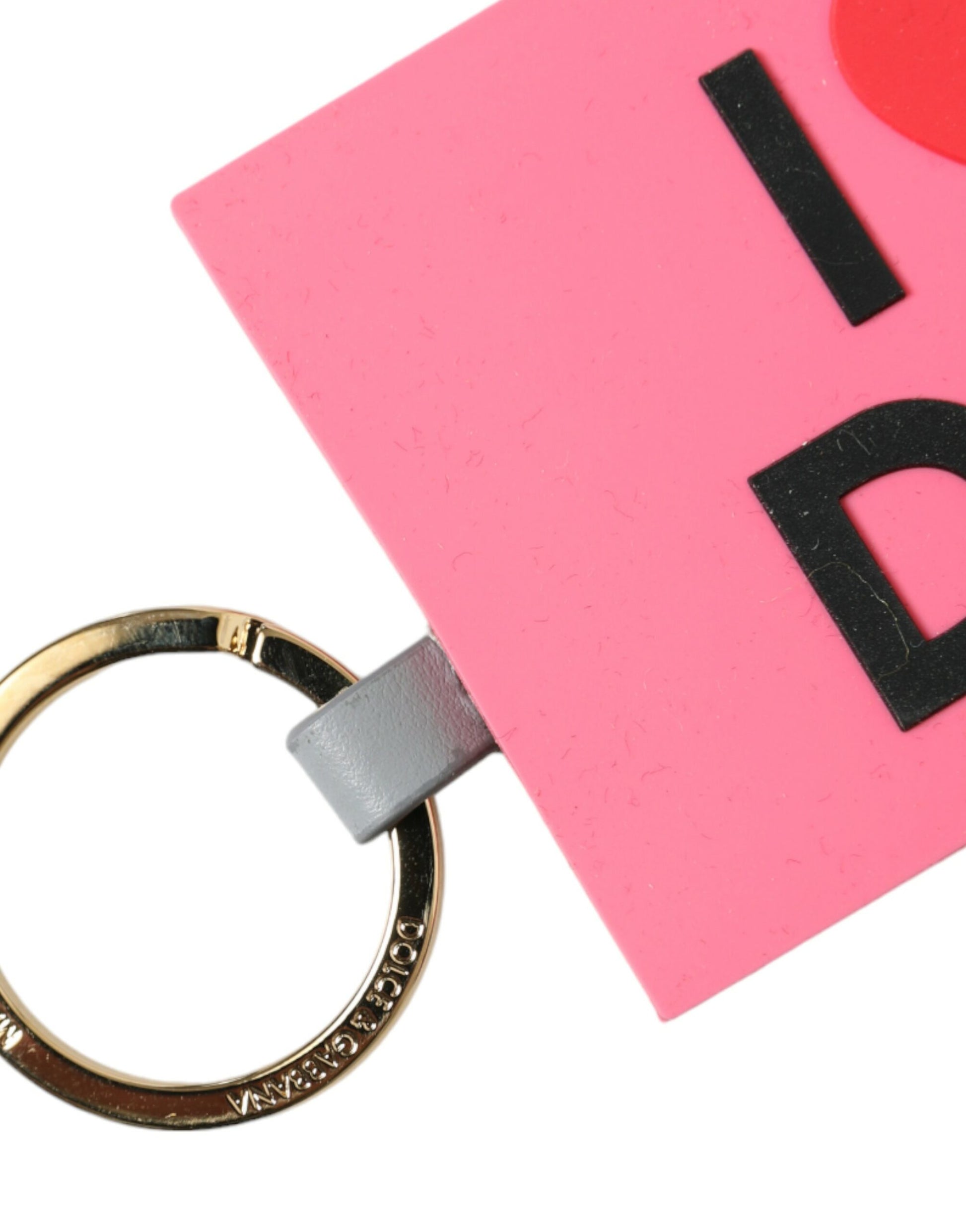 Dolce & Gabbana Pink Silicone DG Logo Gold Brass Keychain Dolce & Gabbana
