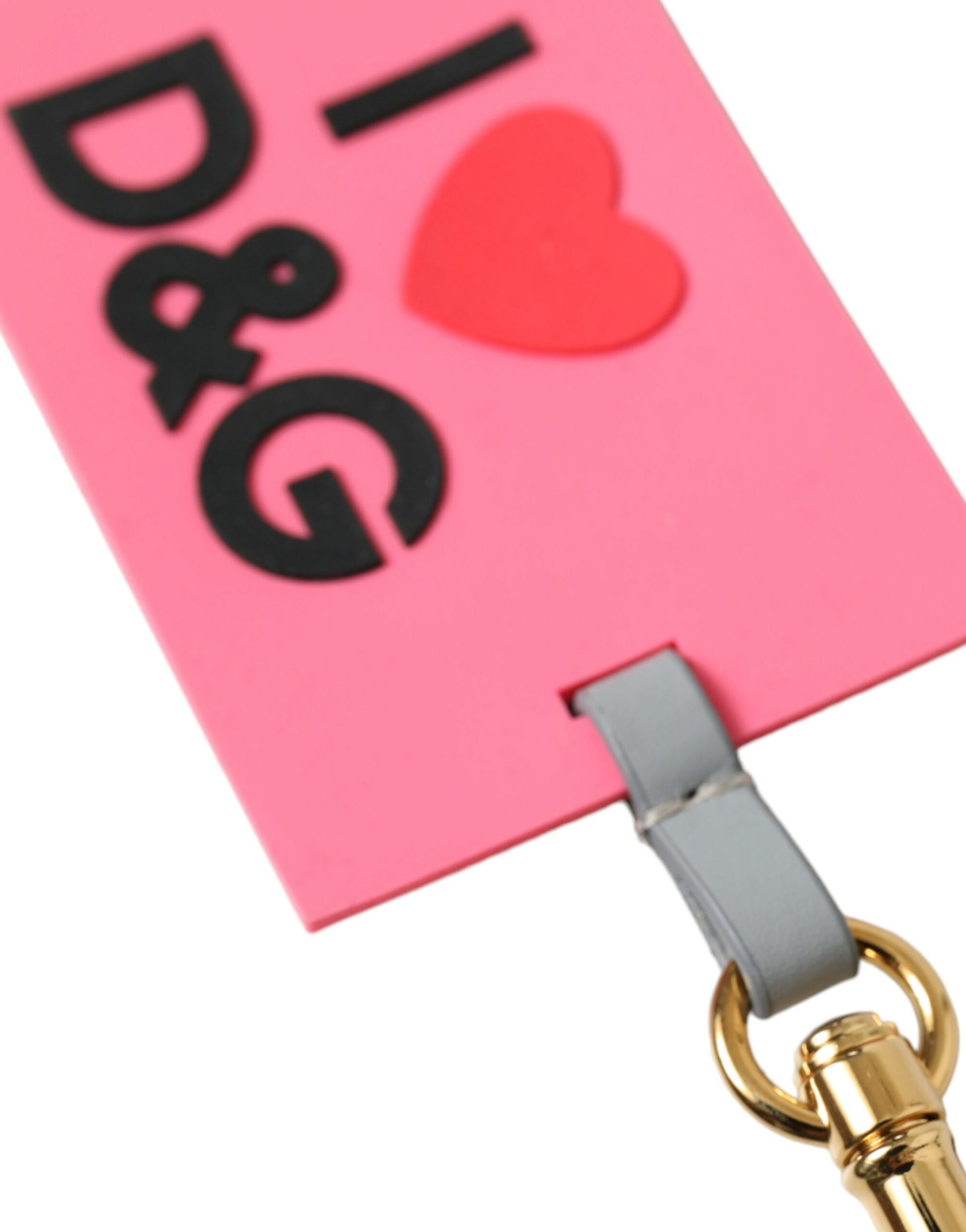 Dolce & Gabbana Pink Silicone DG Logo Gold Brass Keychain Dolce & Gabbana