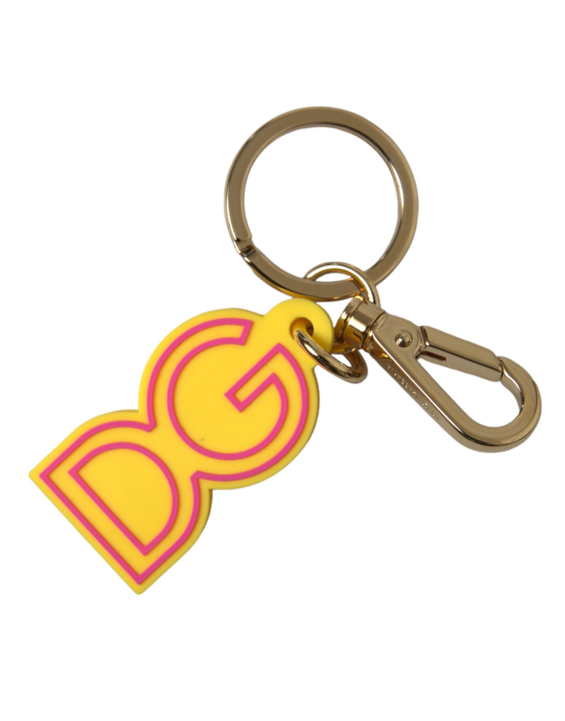 Dolce & Gabbana Yellow Rubber Gold Tone Metal DG Logo Keyring Keychain Dolce & Gabbana