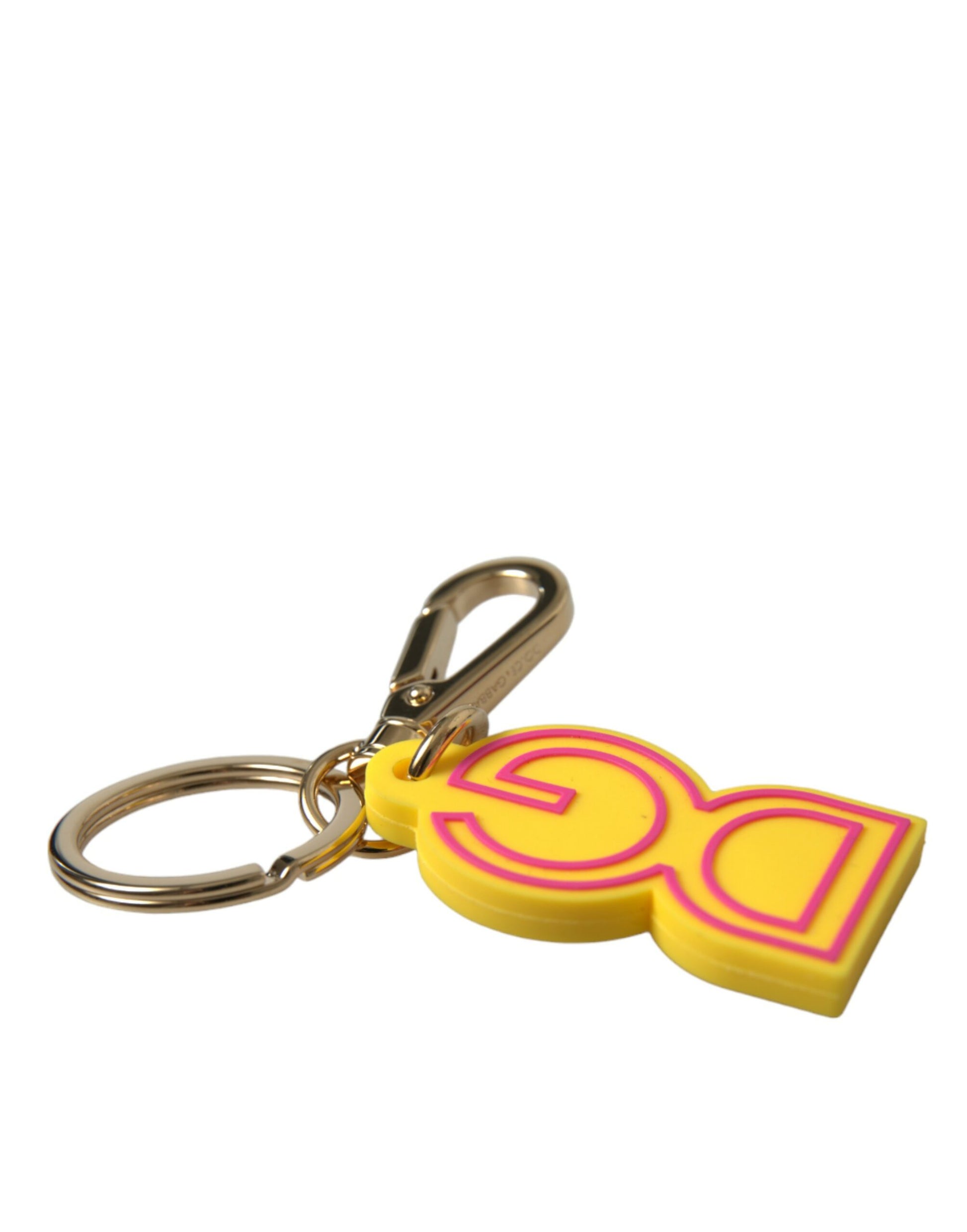 Dolce & Gabbana Yellow Rubber Gold Tone Metal DG Logo Keyring Keychain Dolce & Gabbana