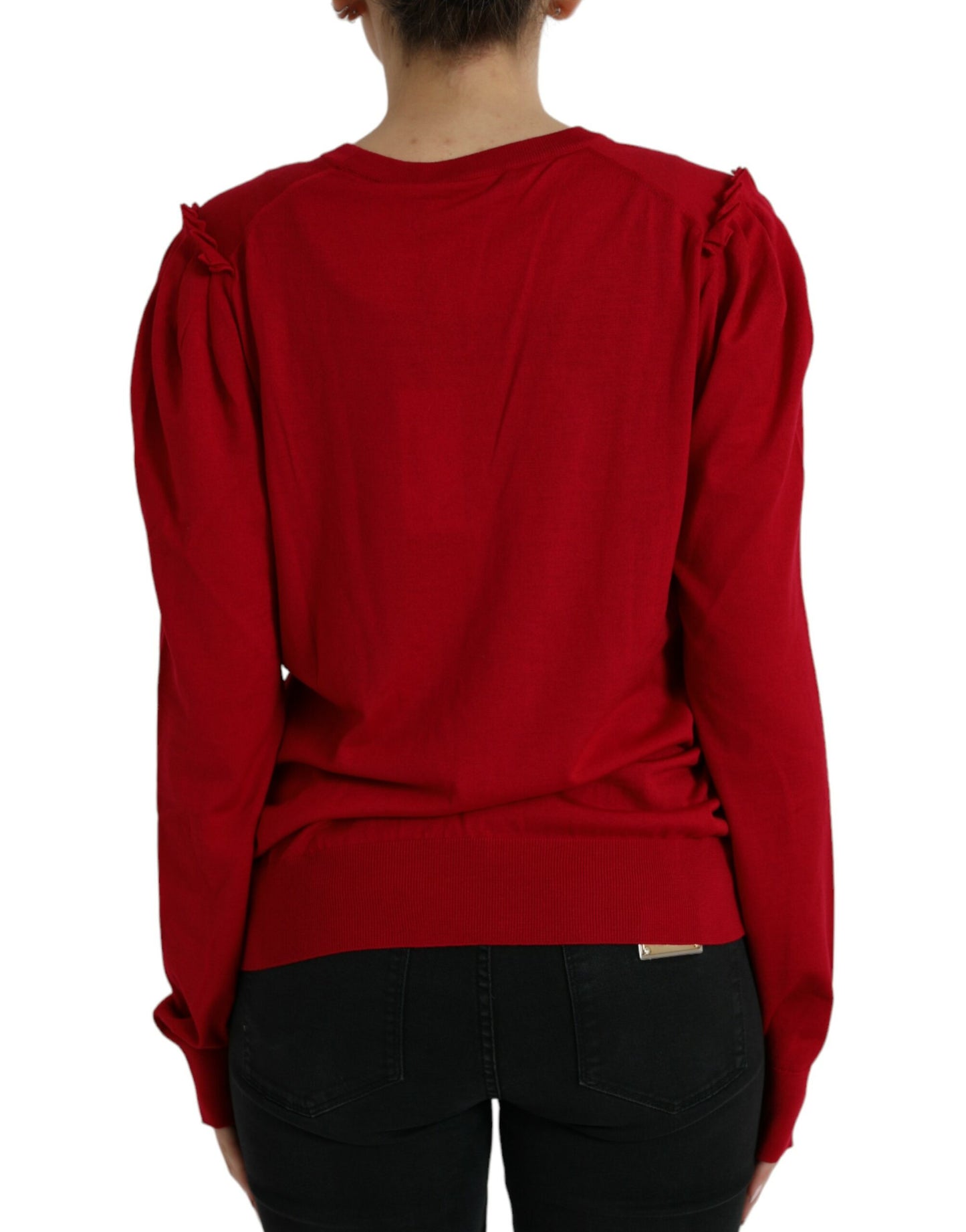 Dolce & Gabbana Red Wool V-neck Buttoned Cardigan Sweater Dolce & Gabbana