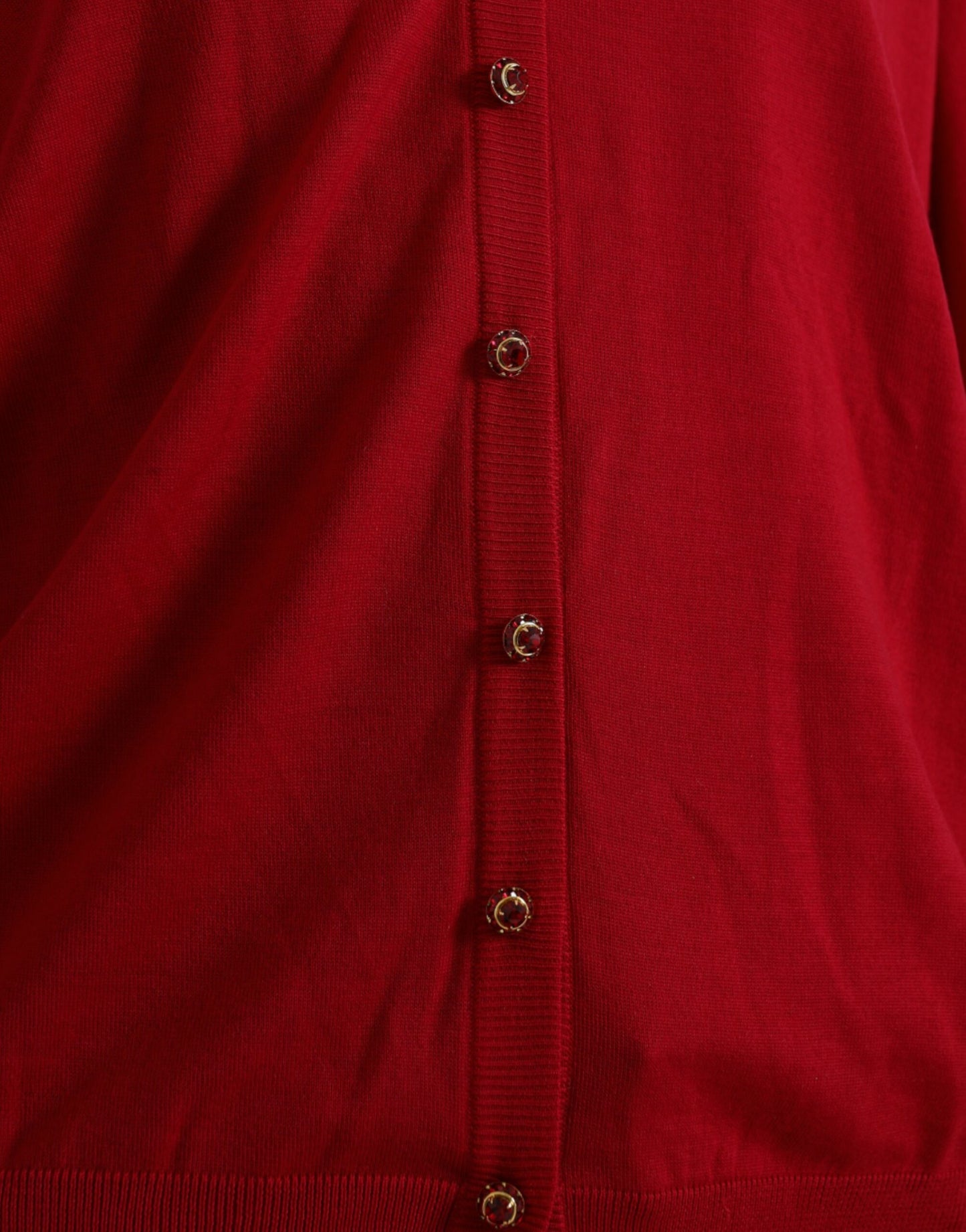 Dolce & Gabbana Red Wool V-neck Buttoned Cardigan Sweater Dolce & Gabbana