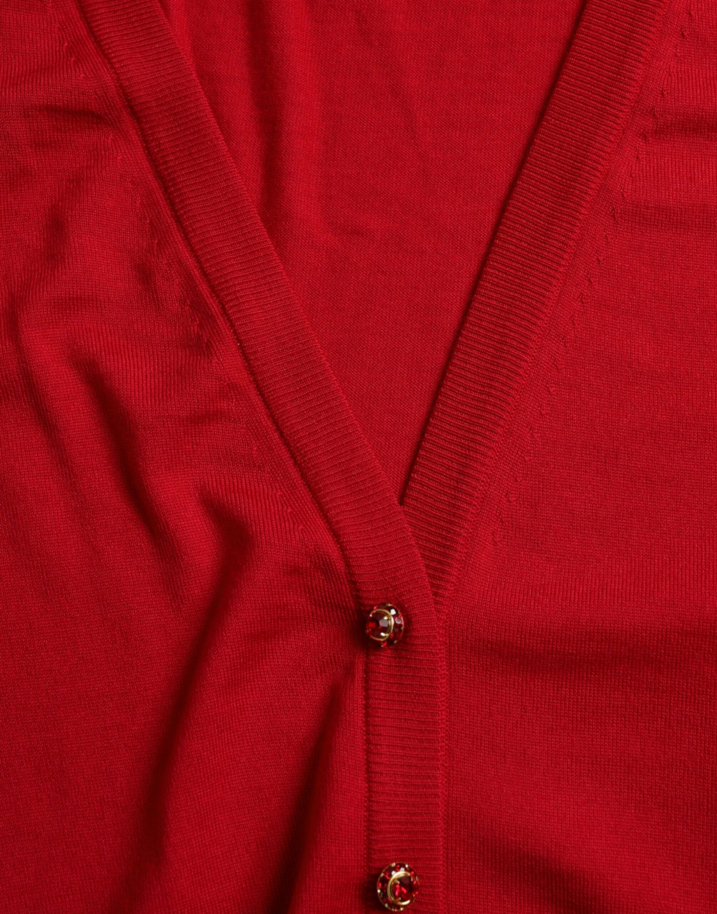 Dolce & Gabbana Red Wool V-neck Buttoned Cardigan Sweater Dolce & Gabbana