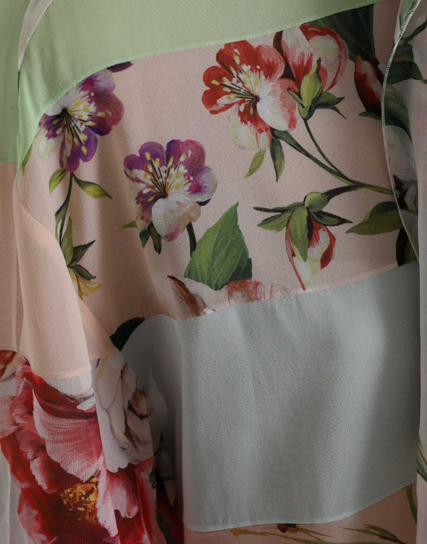 Dolce & Gabbana Multicolor Floral Patchwork Ascot Collar Top Dolce & Gabbana