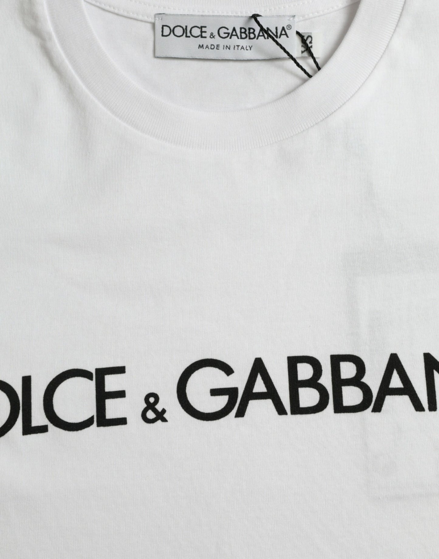 Dolce & Gabbana White Logo Print Cotton Crew Neck T-shirt Dolce & Gabbana