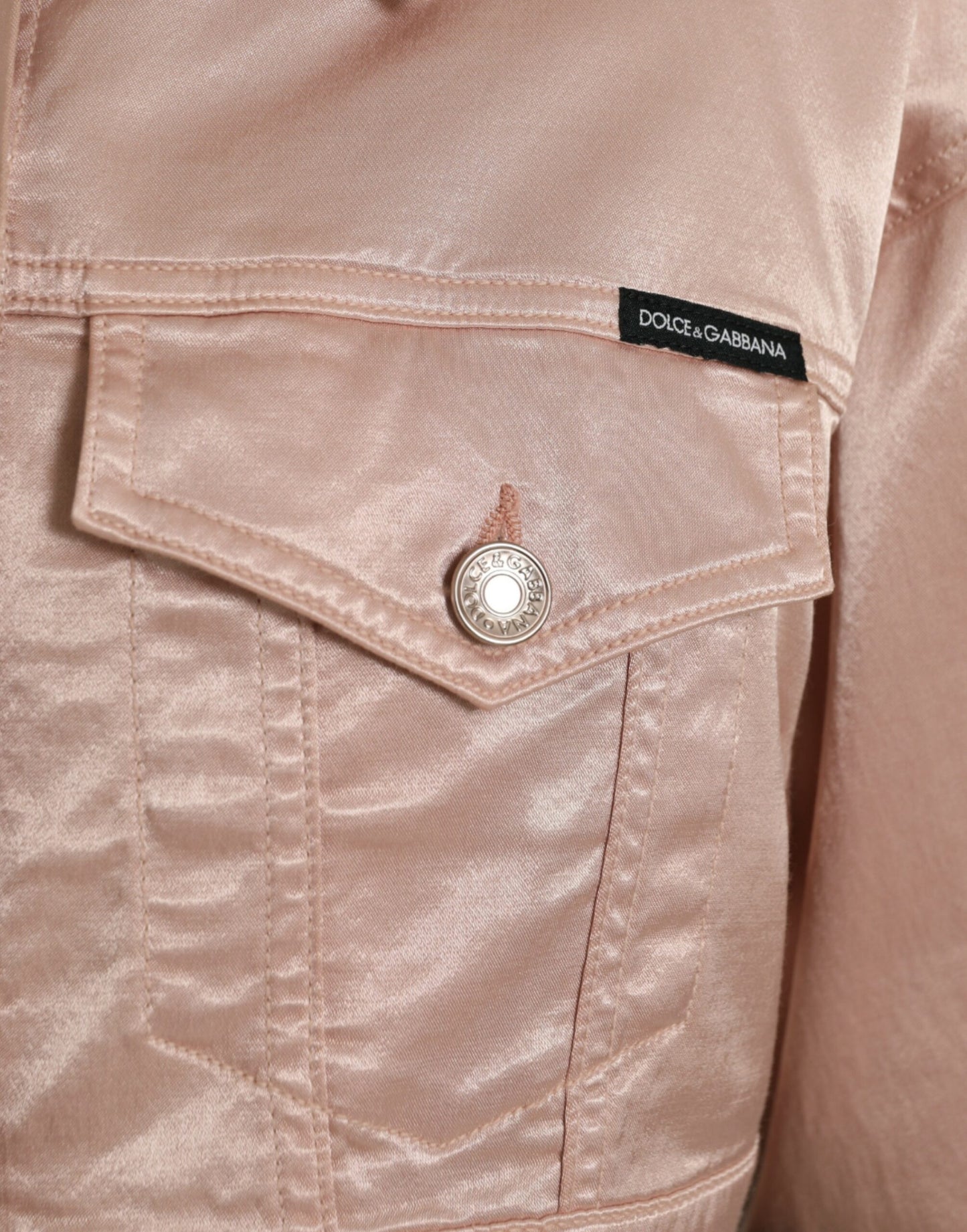 Dolce & Gabbana Pink Cotton Stretch Collared Cropped Jacket Dolce & Gabbana