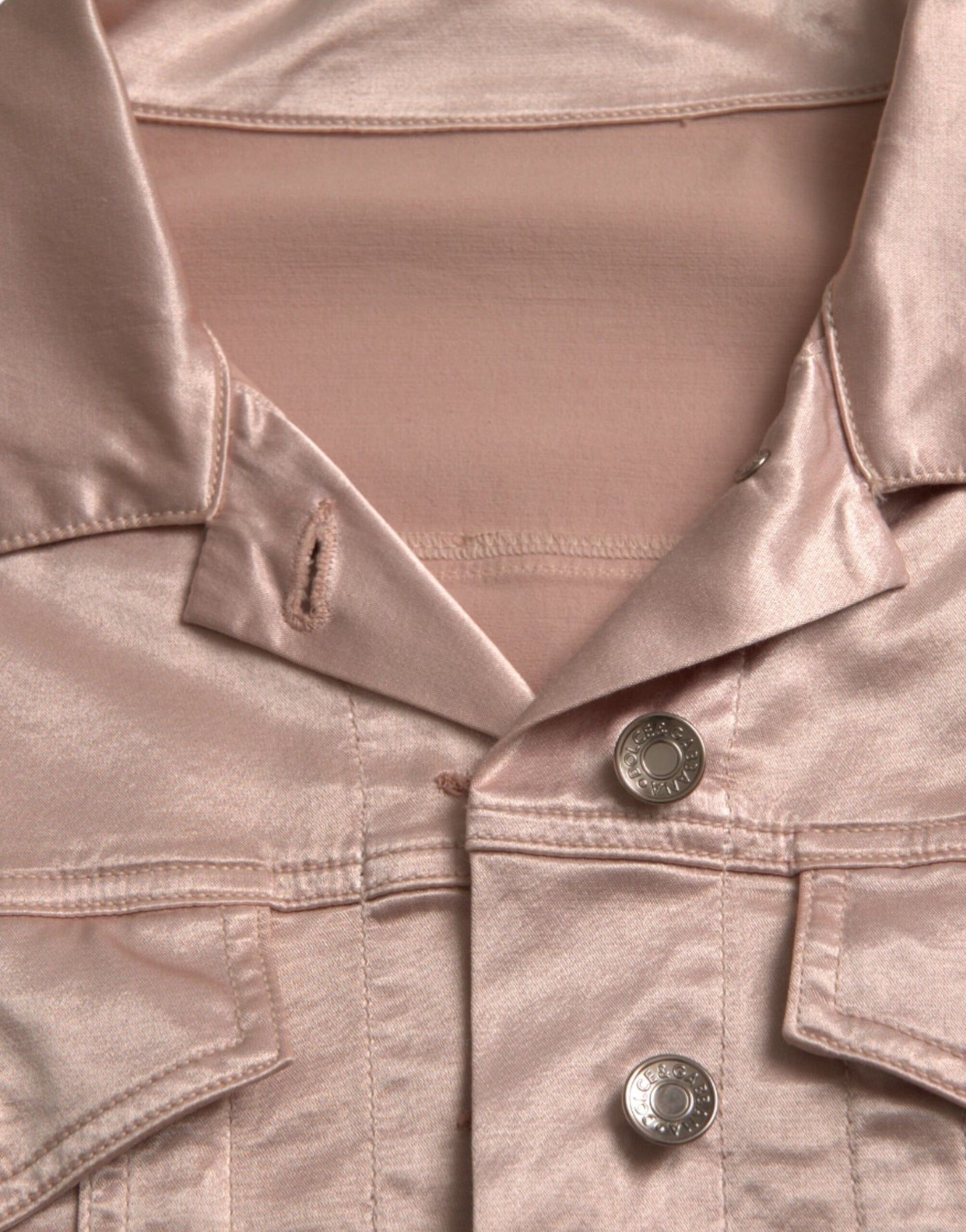Dolce & Gabbana Pink Cotton Stretch Collared Cropped Jacket Dolce & Gabbana
