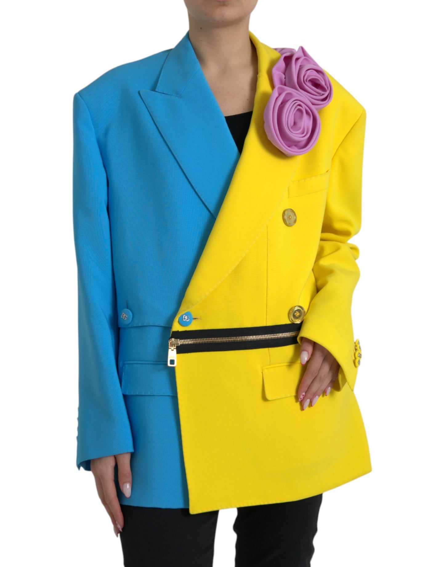 Dolce & Gabbana Multicolor Patchwork Floral Appliques Coat Jacket Dolce & Gabbana