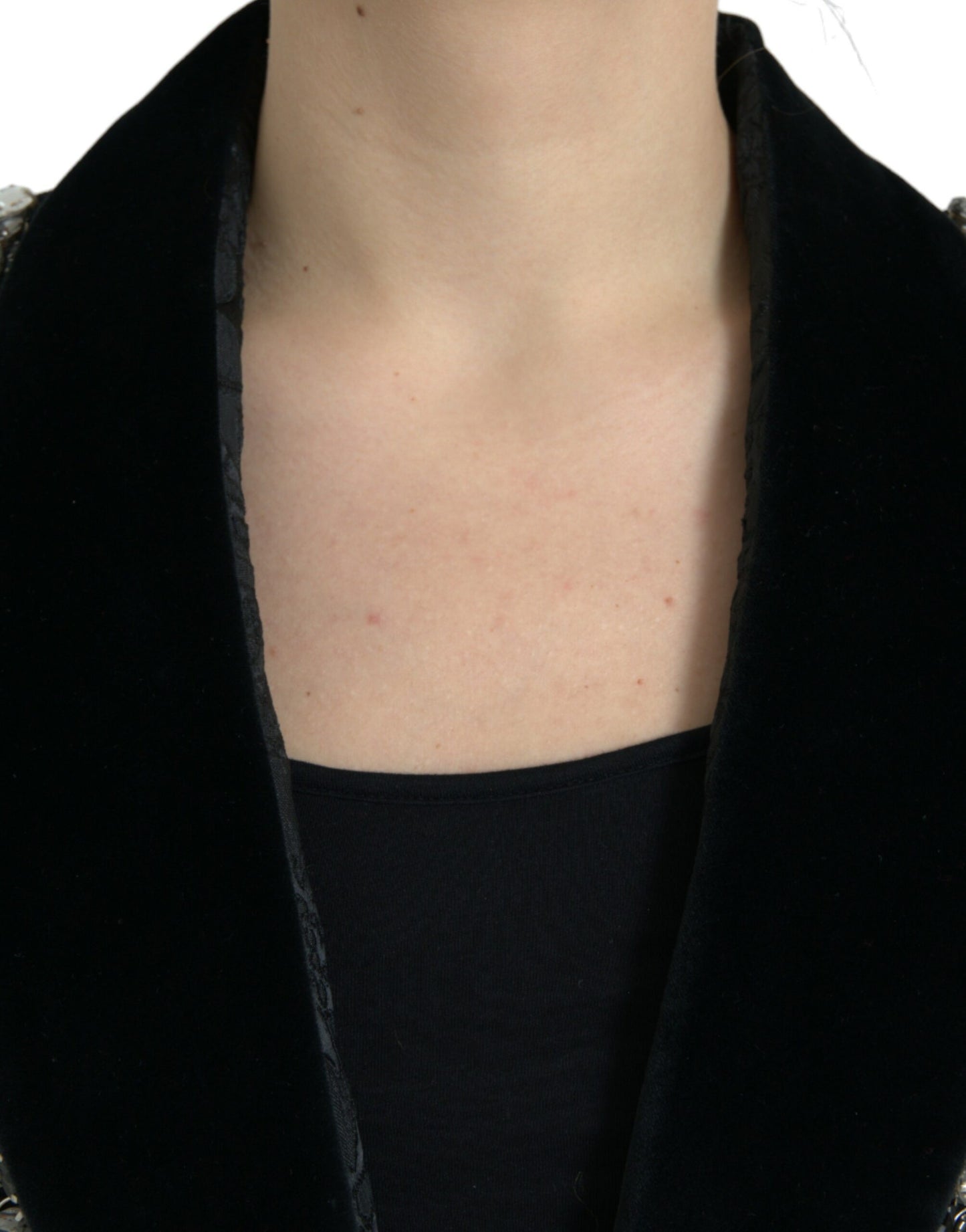Dolce & Gabbana Black Crystal Embellished Overcoat Jacket Dolce & Gabbana