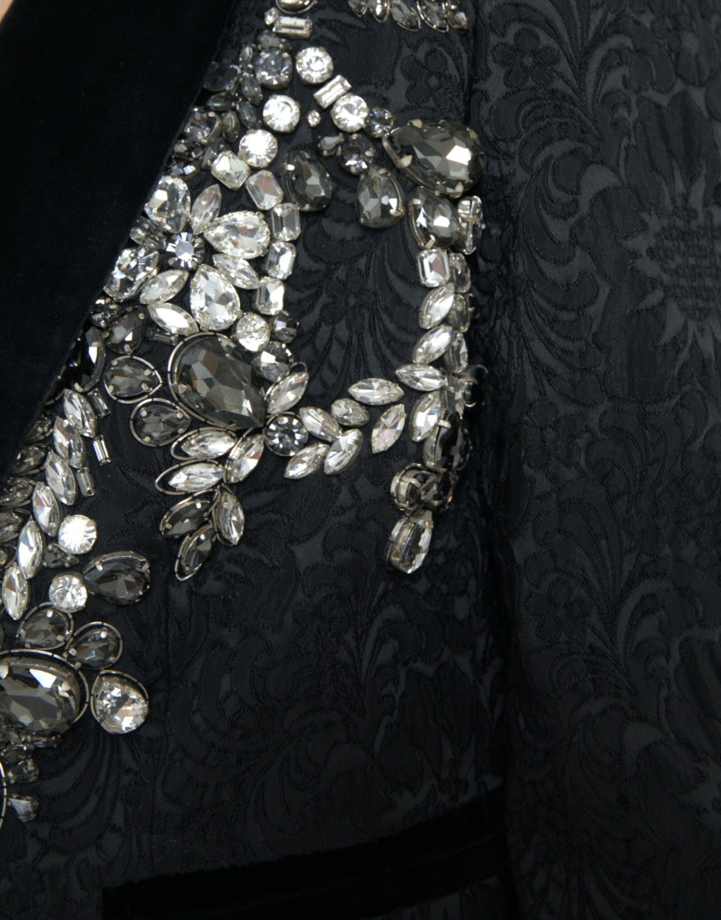 Dolce & Gabbana Black Crystal Embellished Overcoat Jacket Dolce & Gabbana