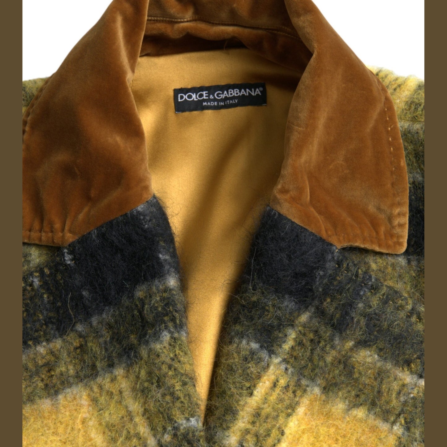 Dolce & Gabbana Yellow Checkered Long Sleeve Coat Jacket Dolce & Gabbana