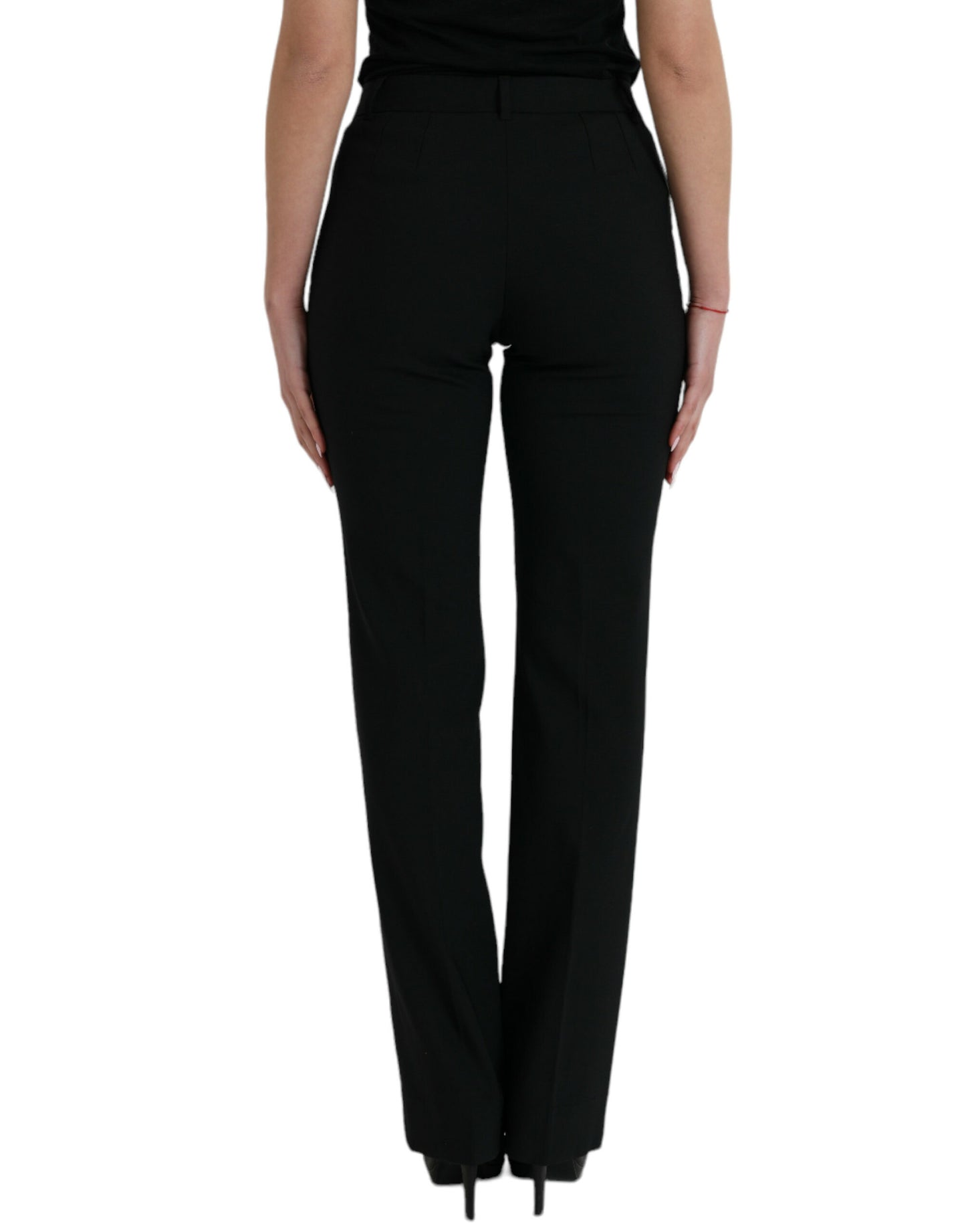Dolce & Gabbana Black Wool Mid Waist Tapered Pants Dolce & Gabbana