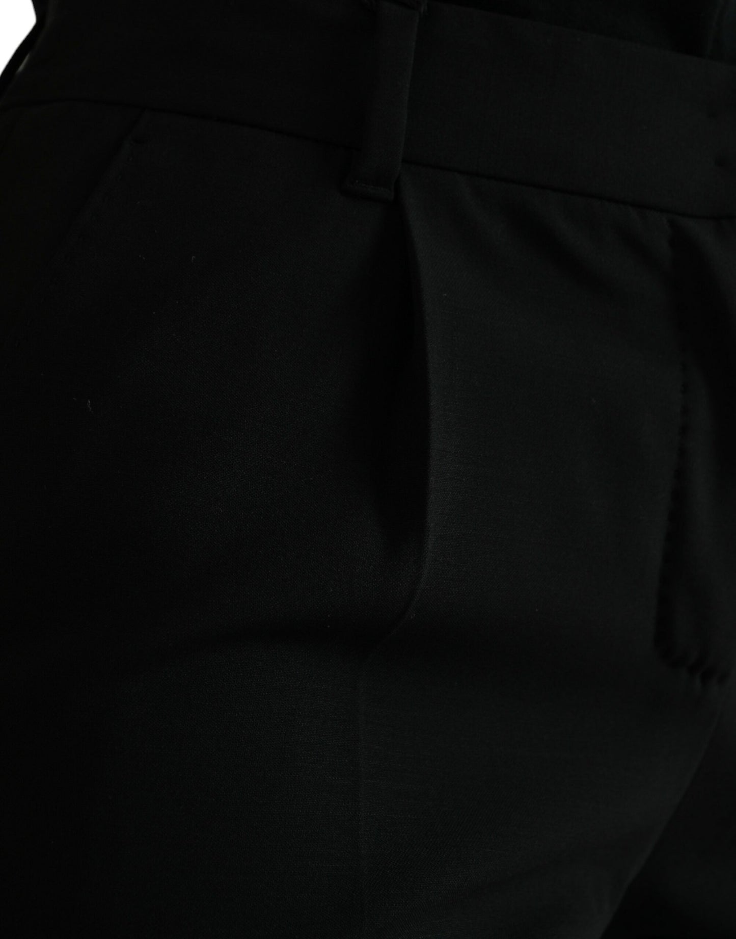 Dolce & Gabbana Black Wool Mid Waist Tapered Pants Dolce & Gabbana