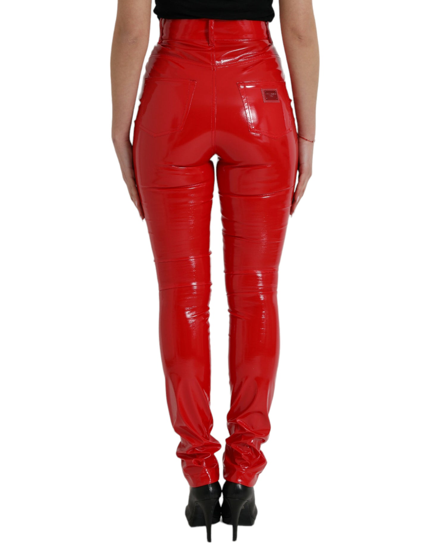 Dolce & Gabbana Shiny Red High Waist Skinny Pants Dolce & Gabbana
