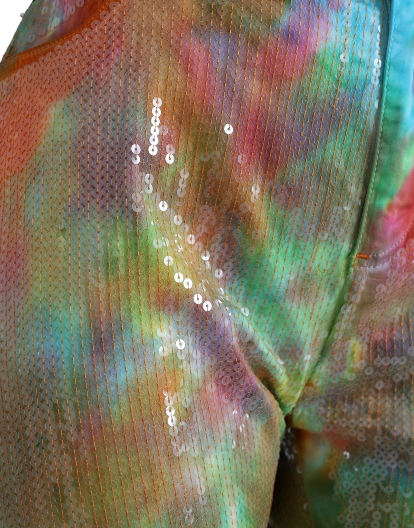 Dolce & Gabbana Multicolor Tie Dye Sequined High Waist Cropped Pants Dolce & Gabbana