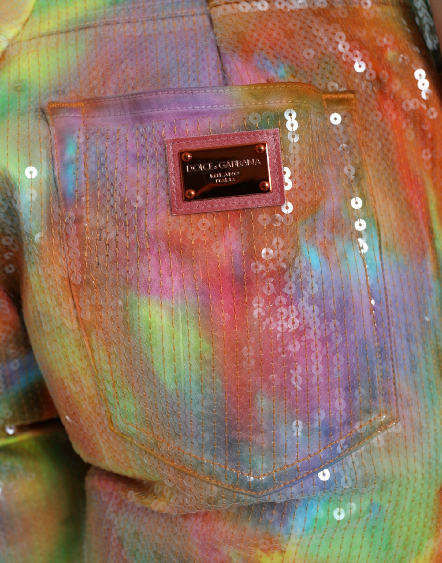 Dolce & Gabbana Multicolor Tie Dye Sequined High Waist Cropped Pants Dolce & Gabbana