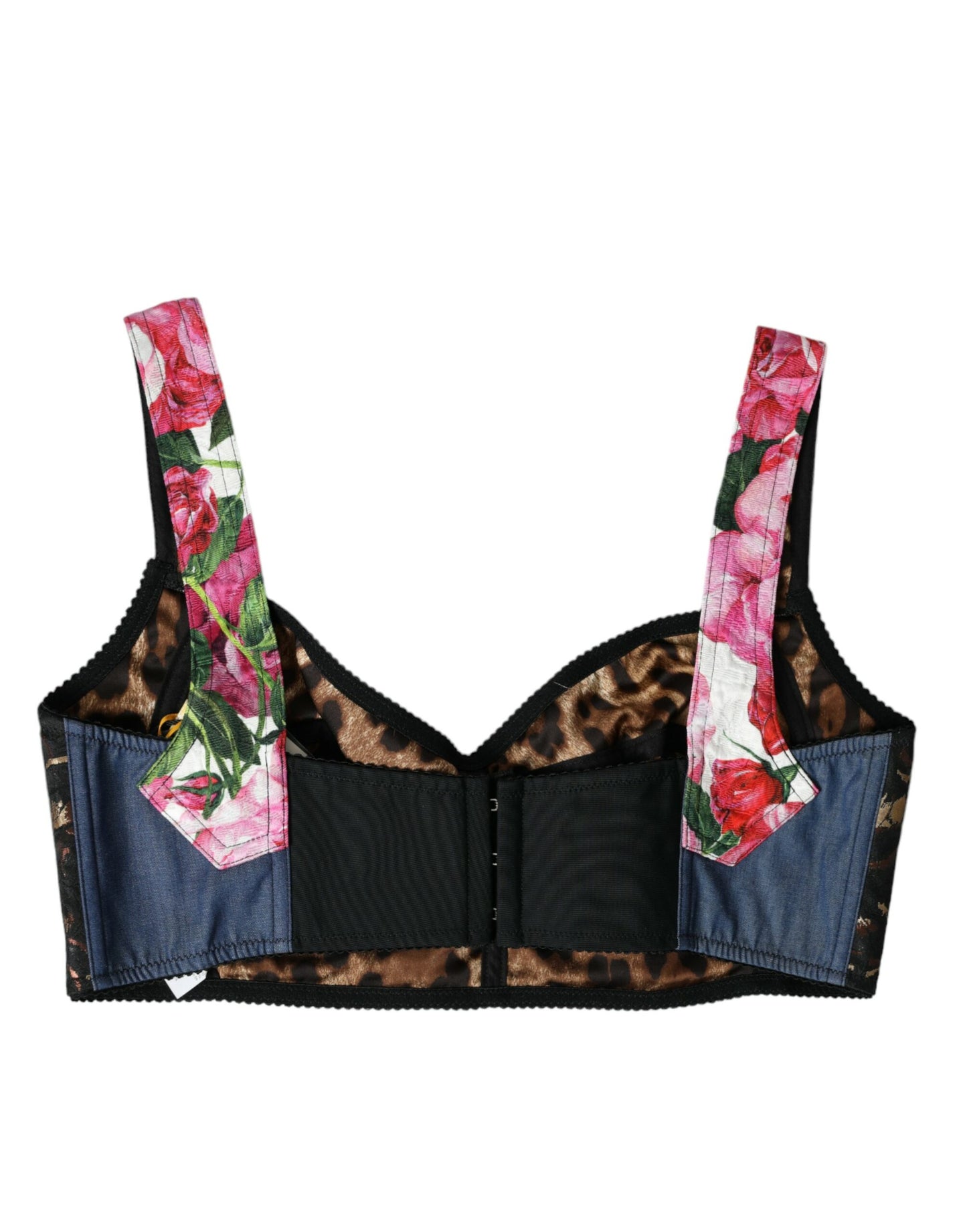Dolce & Gabbana Multicolor Floral Patchwork Bustier Crop Top Dolce & Gabbana