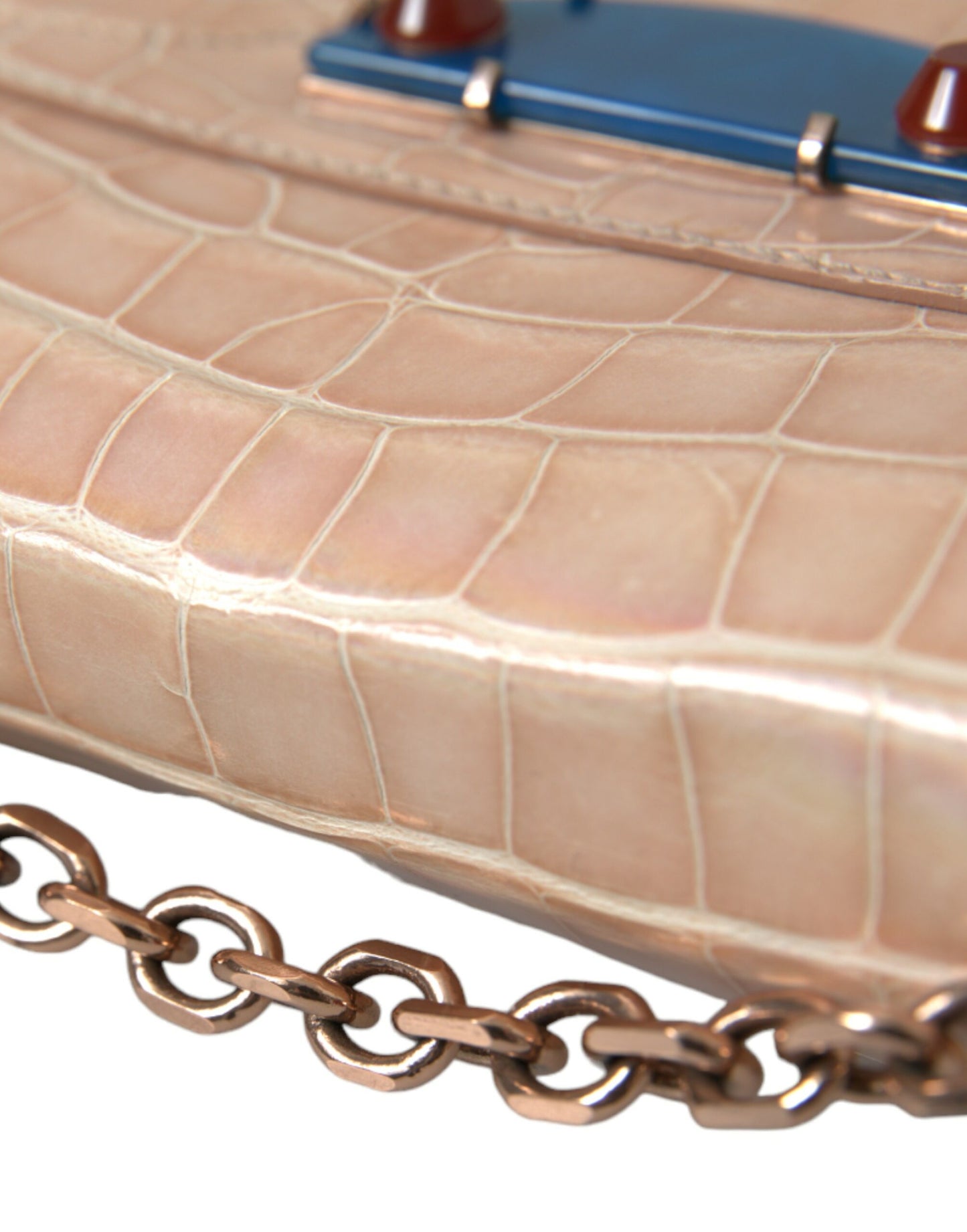 Balenciaga Beige Blue Agate Exotic Leather Gold Chain Purse Bag Balenciaga