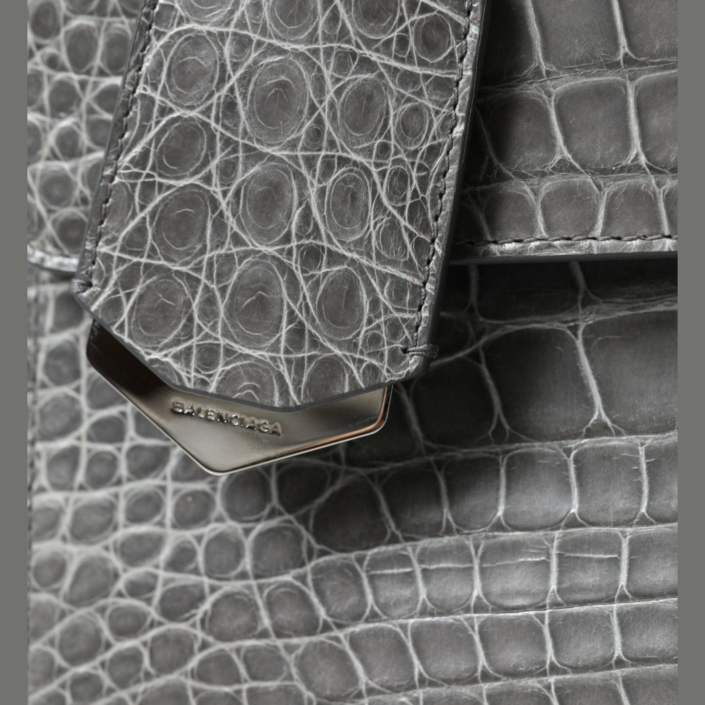 Balenciaga Gray Exotic Leather Medium Shoulder Hand Purse Bag