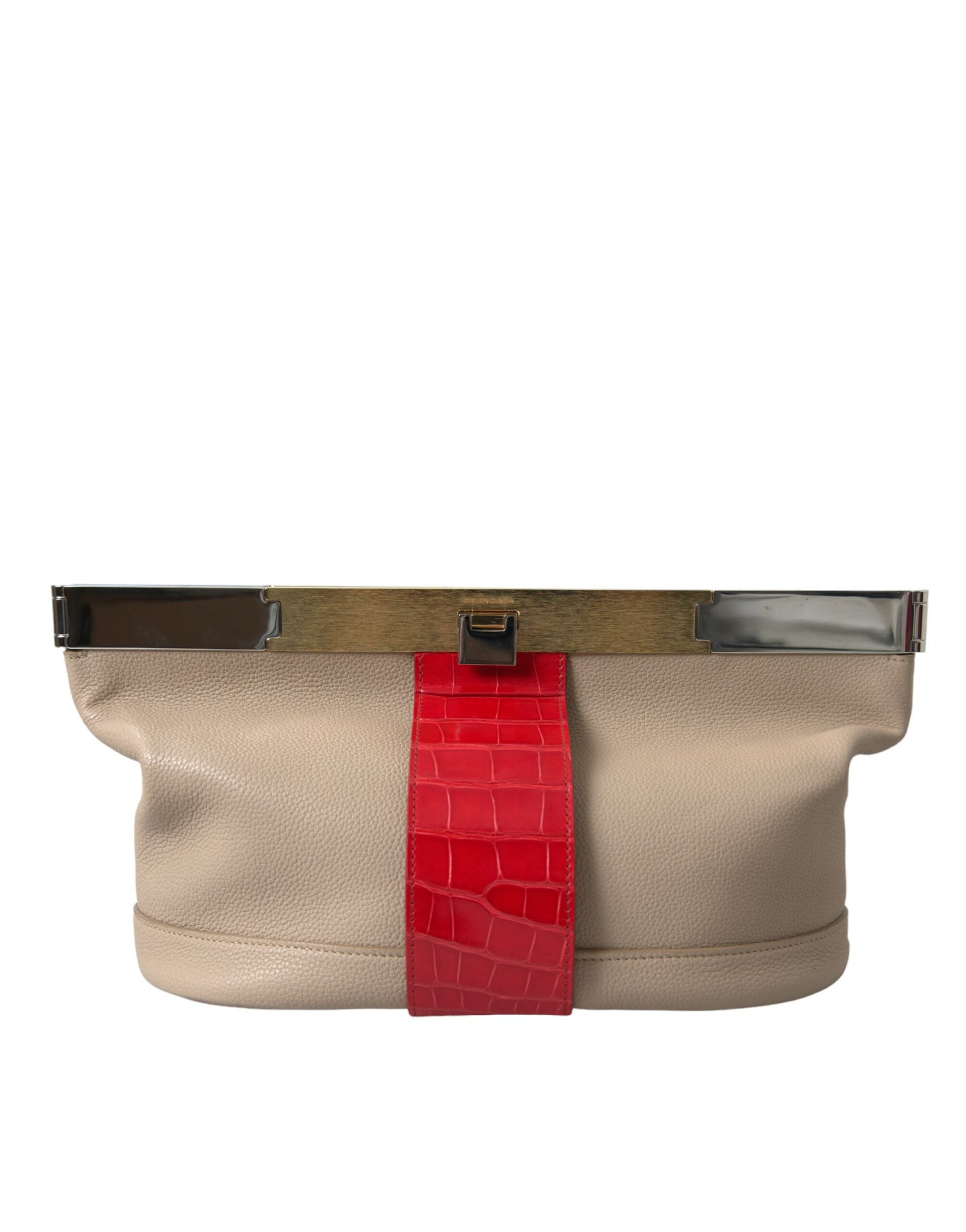 Balenciaga Beige Red Two Tone Exotic Leather Pouch Bag Balenciaga