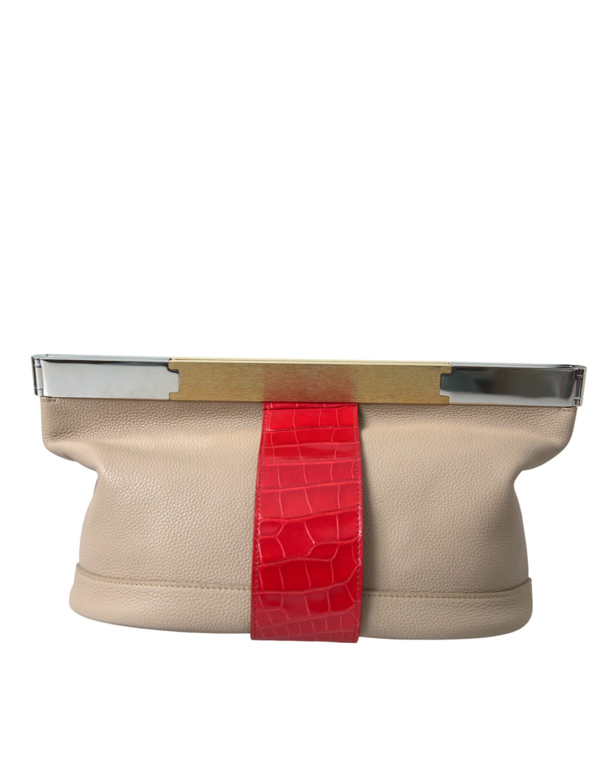 Balenciaga Beige Red Two Tone Exotic Leather Pouch Bag Balenciaga