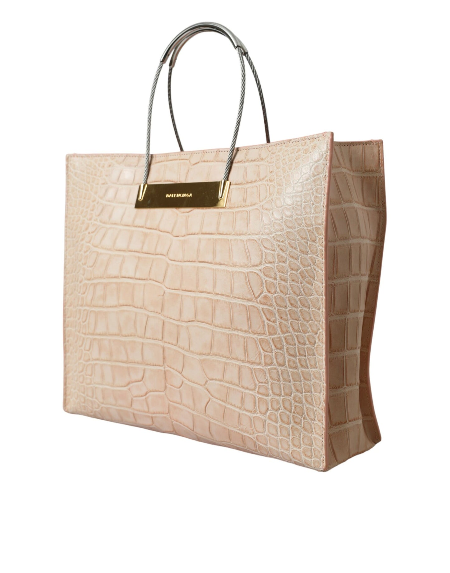 Balenciaga Pink Exotic Leather Embossed Cable Handle Shopper Tote Bag Balenciaga