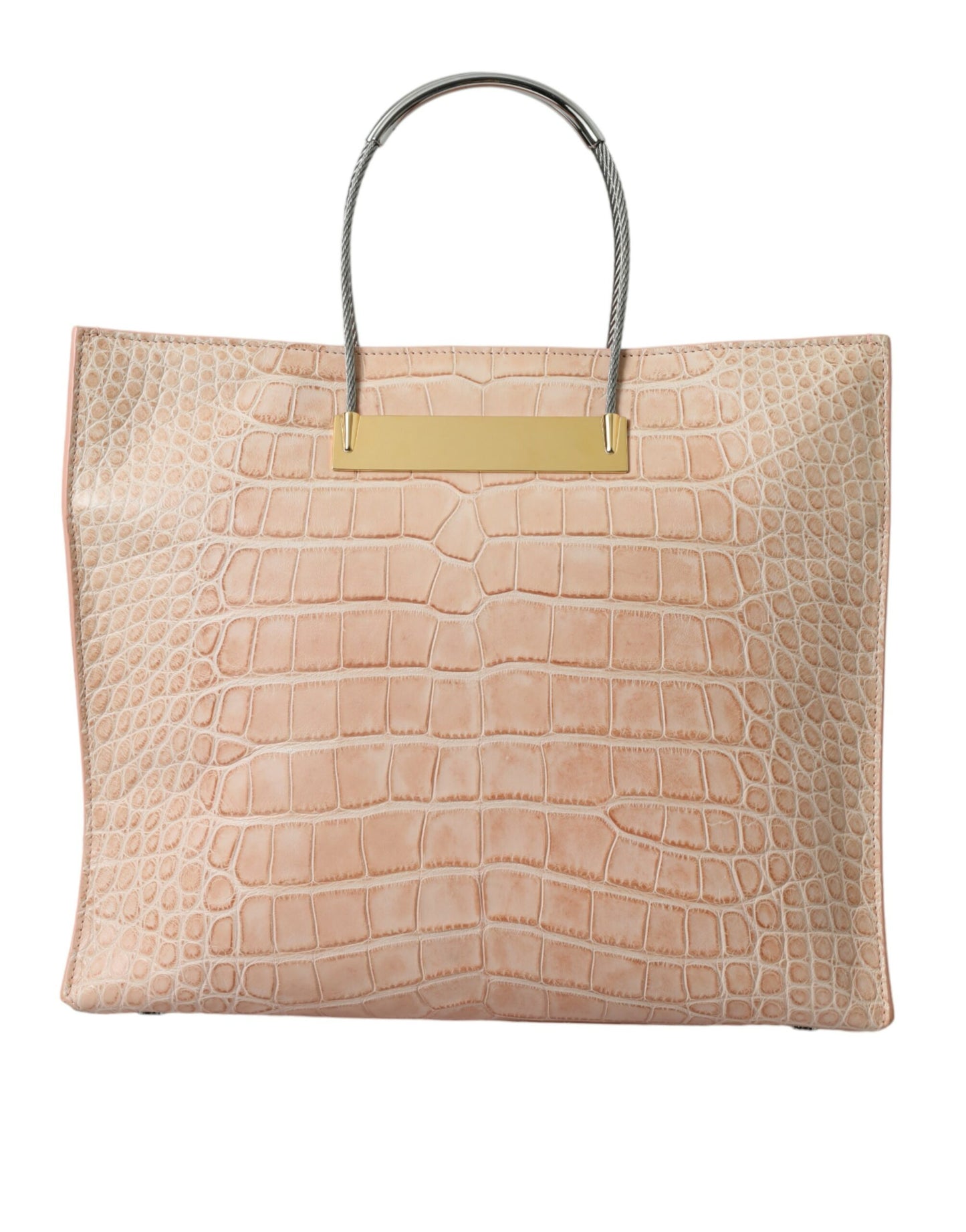 Balenciaga Pink Exotic Leather Embossed Cable Handle Shopper Tote Bag Balenciaga