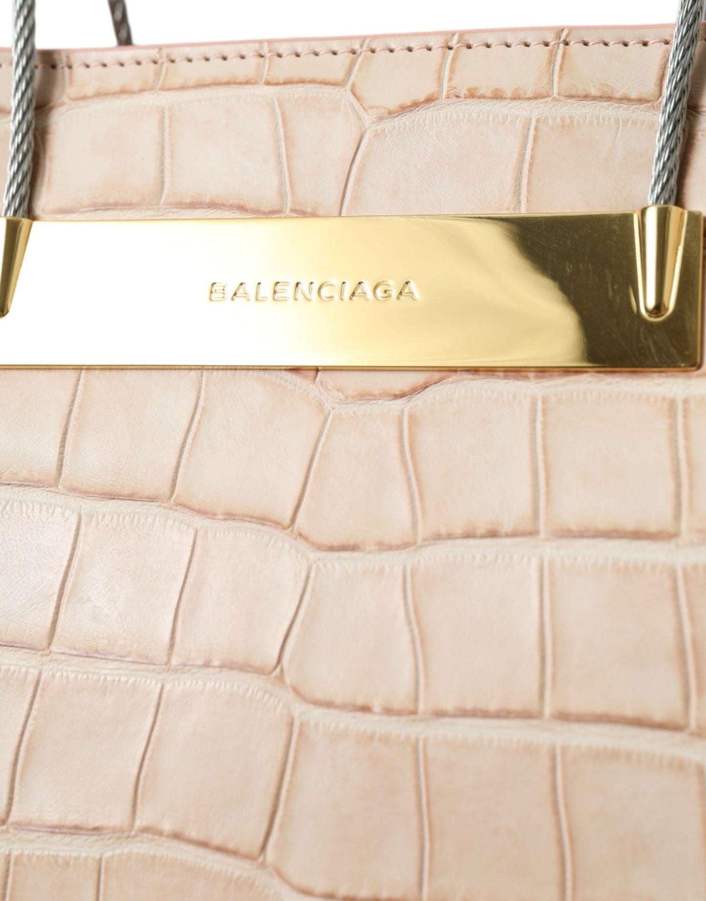 Balenciaga Pink Exotic Leather Embossed Cable Handle Shopper Tote Bag Balenciaga