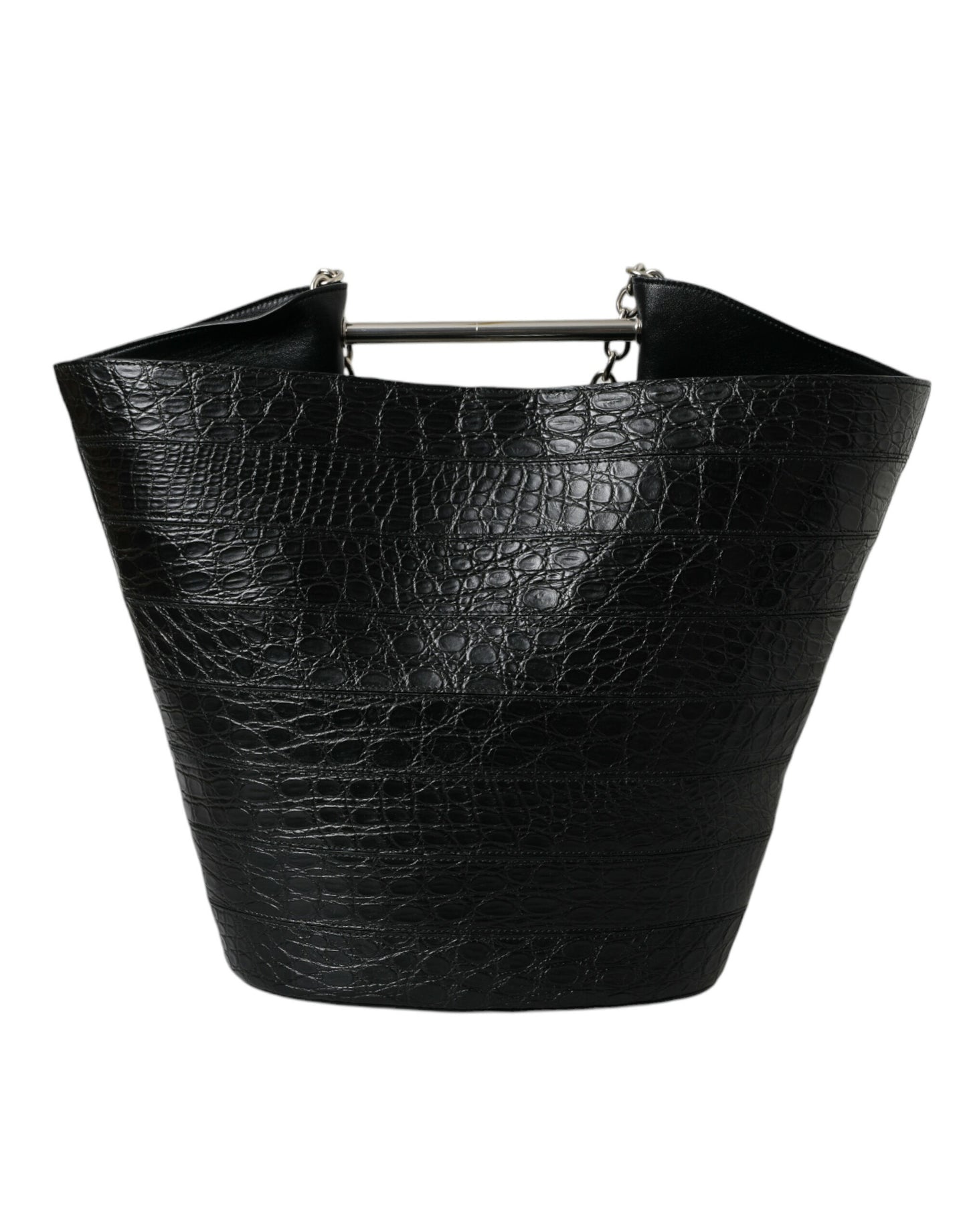 Balenciaga Black Exotic Skin Leather Maxi Bucket Tote Purse Bag Balenciaga