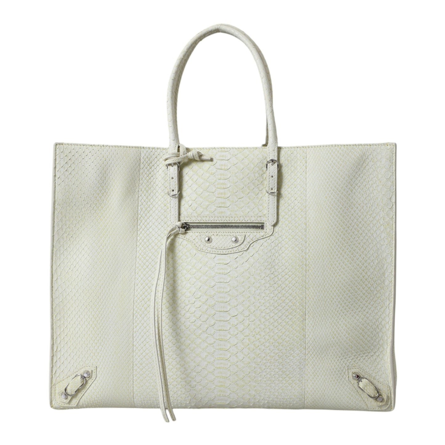 Balenciaga White Yellow Exotic Skin Leather Shopping Tote PAPIER Bag Balenciaga