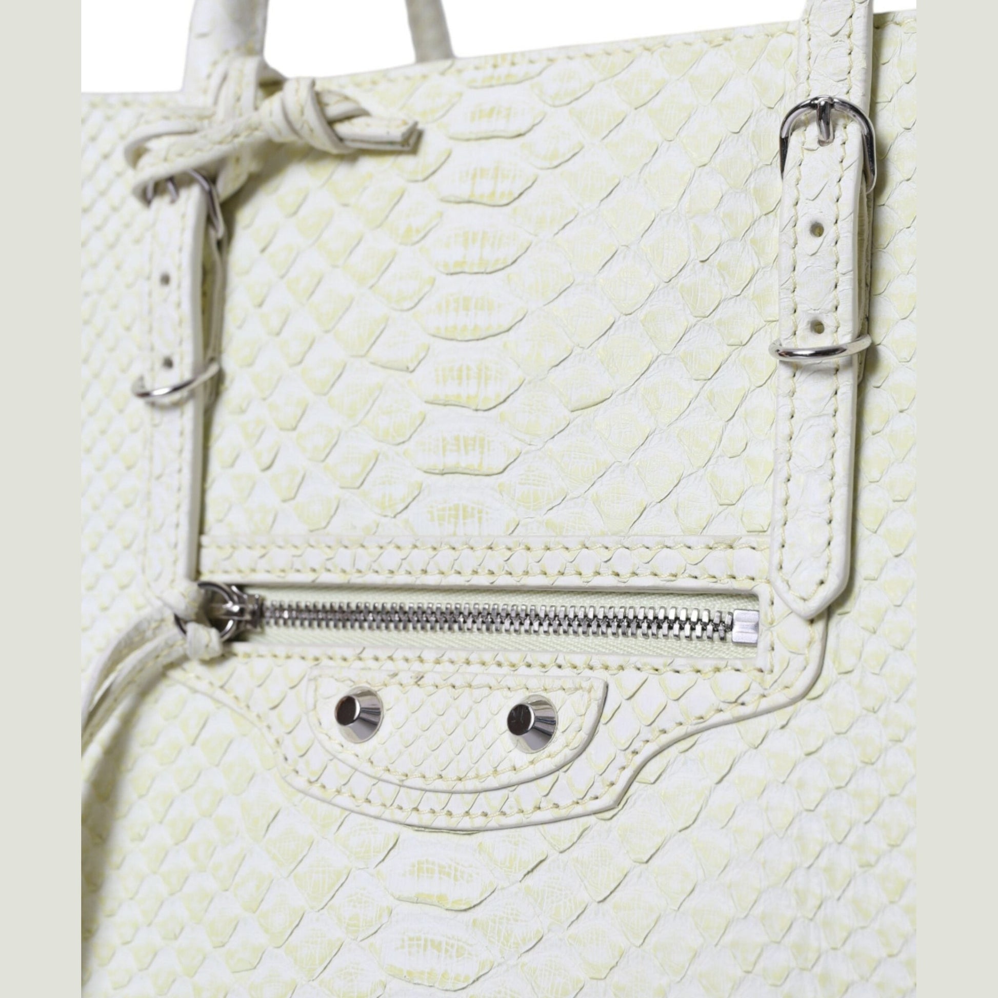 Balenciaga White Yellow Exotic Skin Leather Shopping Tote PAPIER Bag Balenciaga