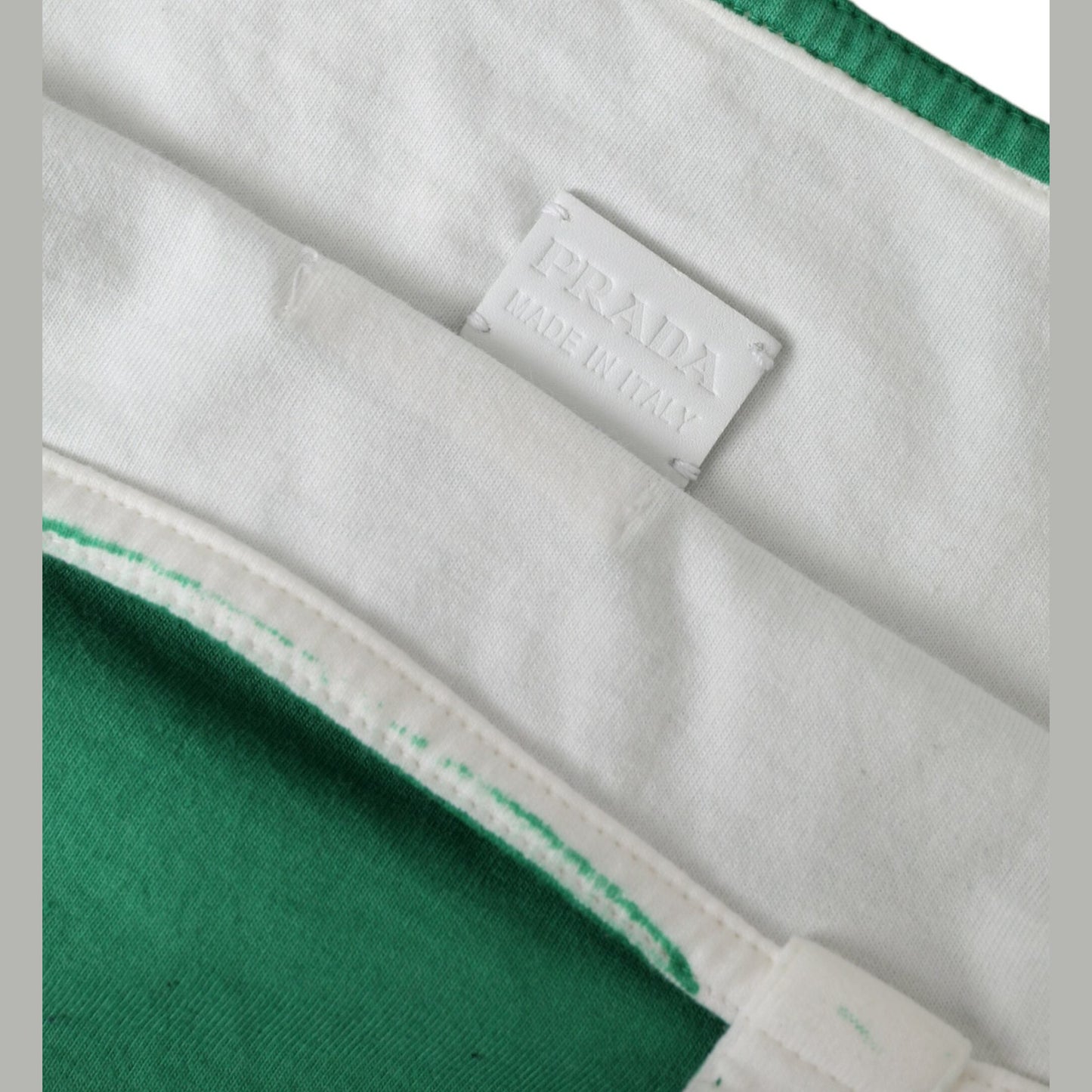 Prada Green Jersey Fabric Logo Shoulder Shopping Tote Shopping Bag