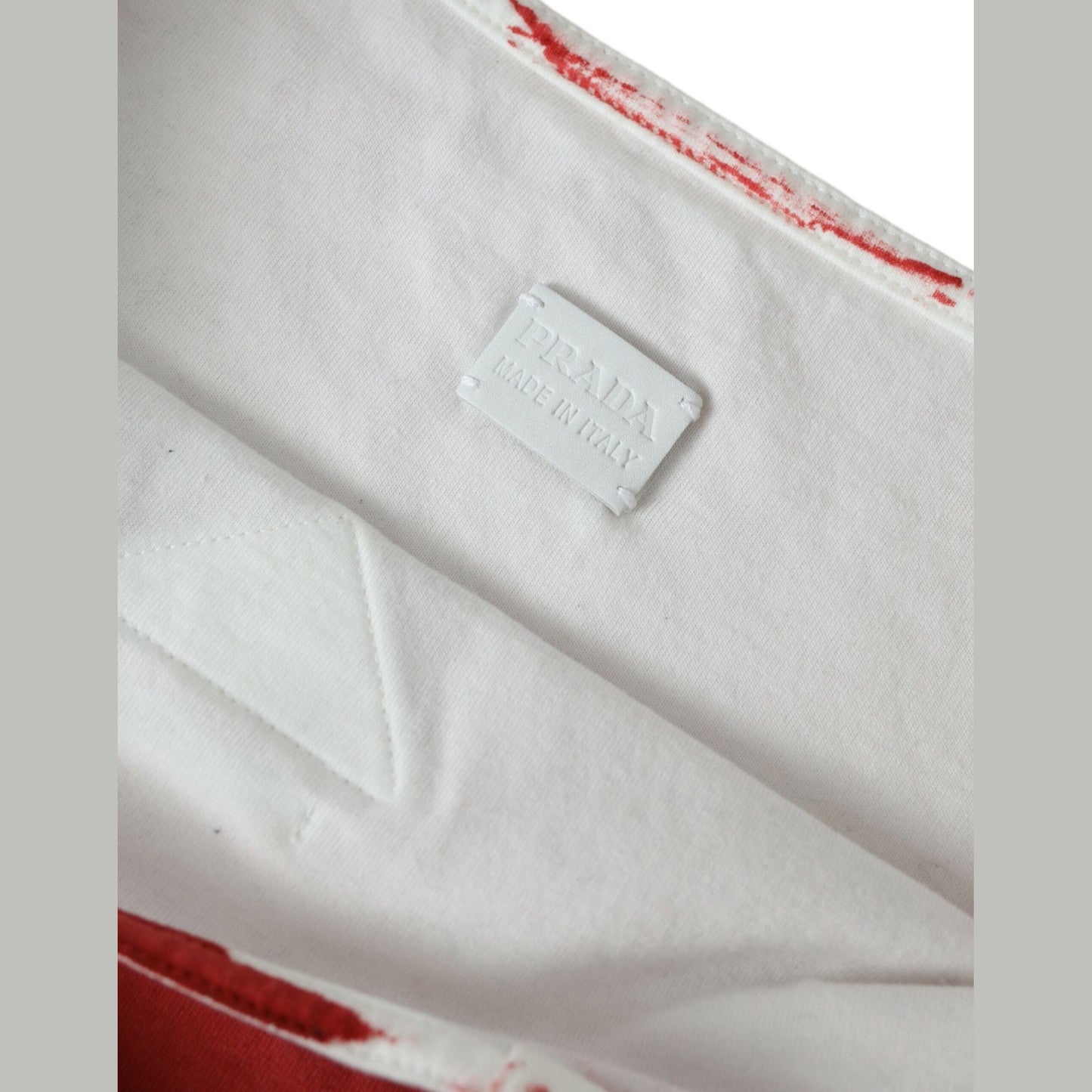 Prada Red Jersey Fabric Logo Shoulder Shopping Tote Bag Prada