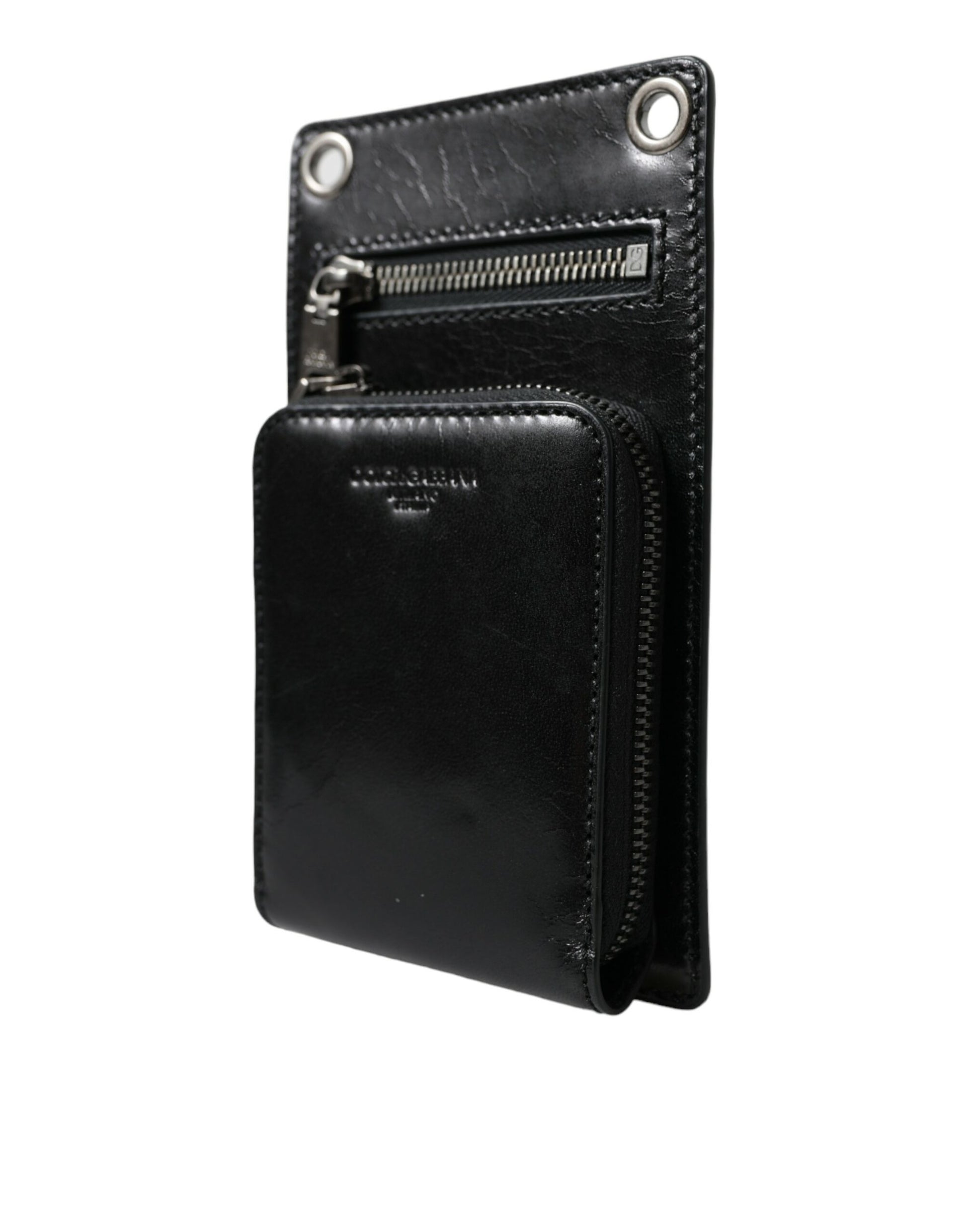 Dolce & Gabbana Wallet Black Horse Leather Zip Logo Cross Body Phone Slot Dolce & Gabbana