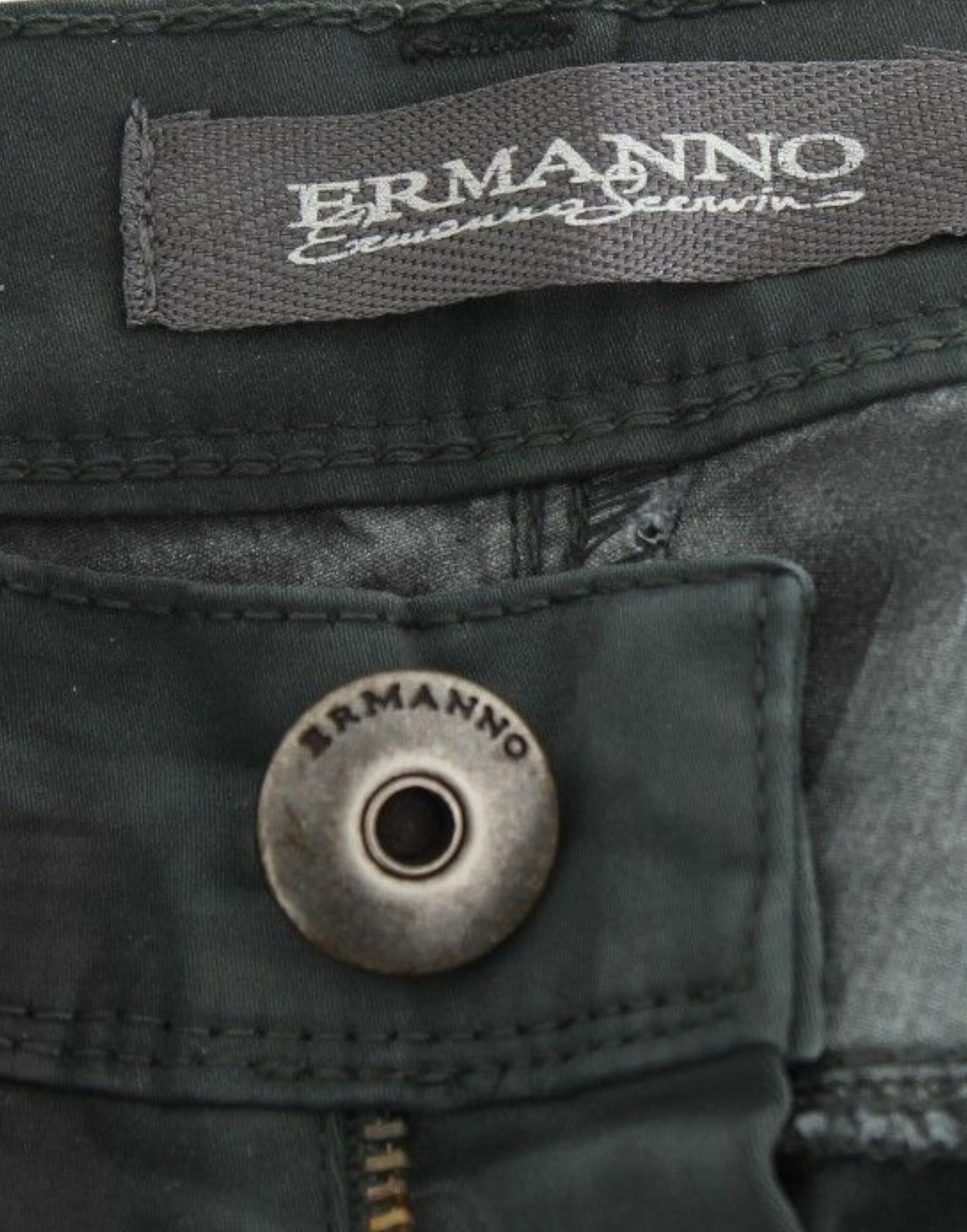 Ermanno Scervino Green Slim Jeans Denim Pants Straight Leg Stretch Ermanno Scervino