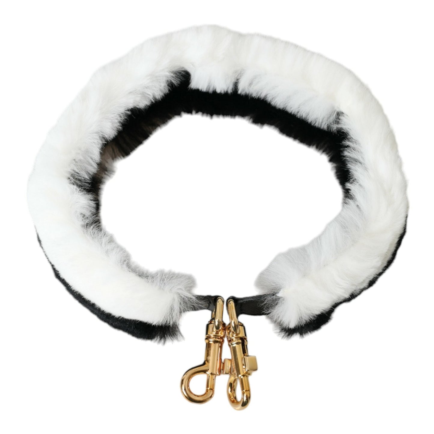 Dolce & Gabbana Black White Lapin Fur Accessory Shoulder Strap Dolce & Gabbana