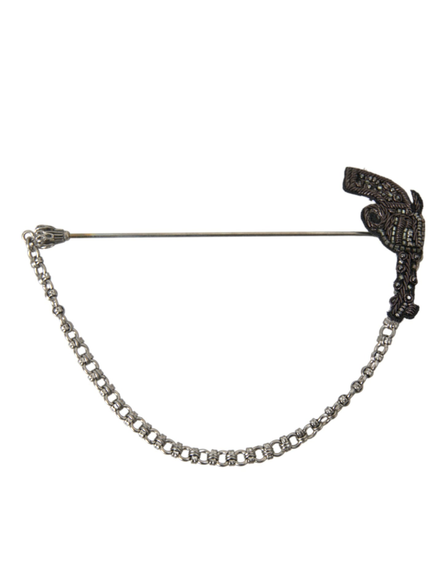 Dolce & Gabbana Brass Copper Silk Revolver Gun Men Brooch Lapel Pin Dolce & Gabbana