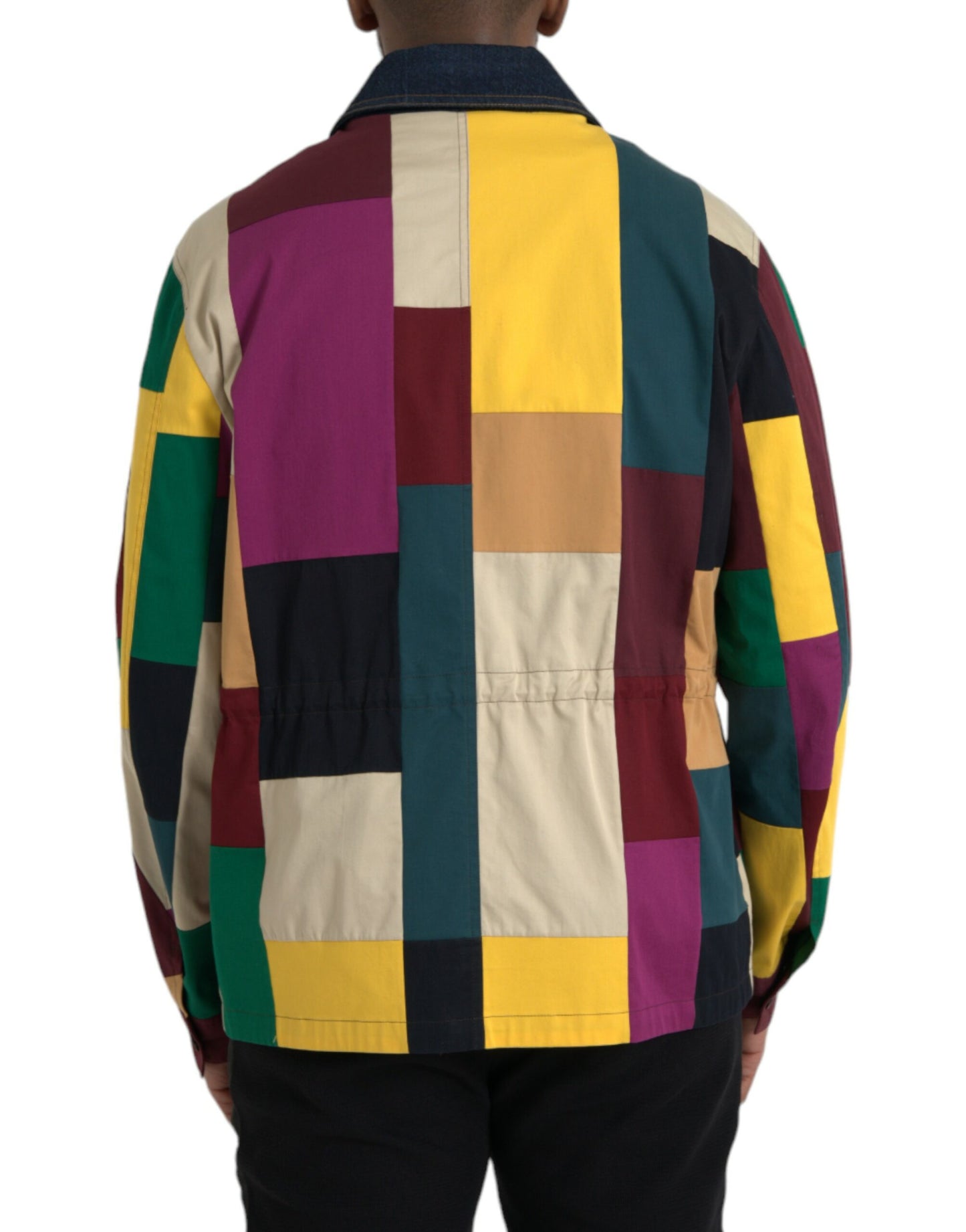 Dolce & Gabbana Multicolor Patchwork Cotton Collared Jacket Dolce & Gabbana