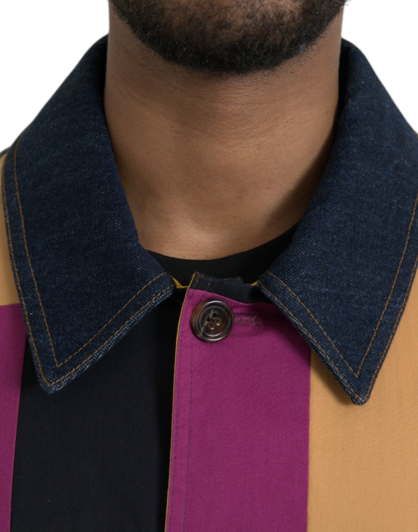 Dolce & Gabbana Multicolor Patchwork Cotton Collared Jacket Dolce & Gabbana
