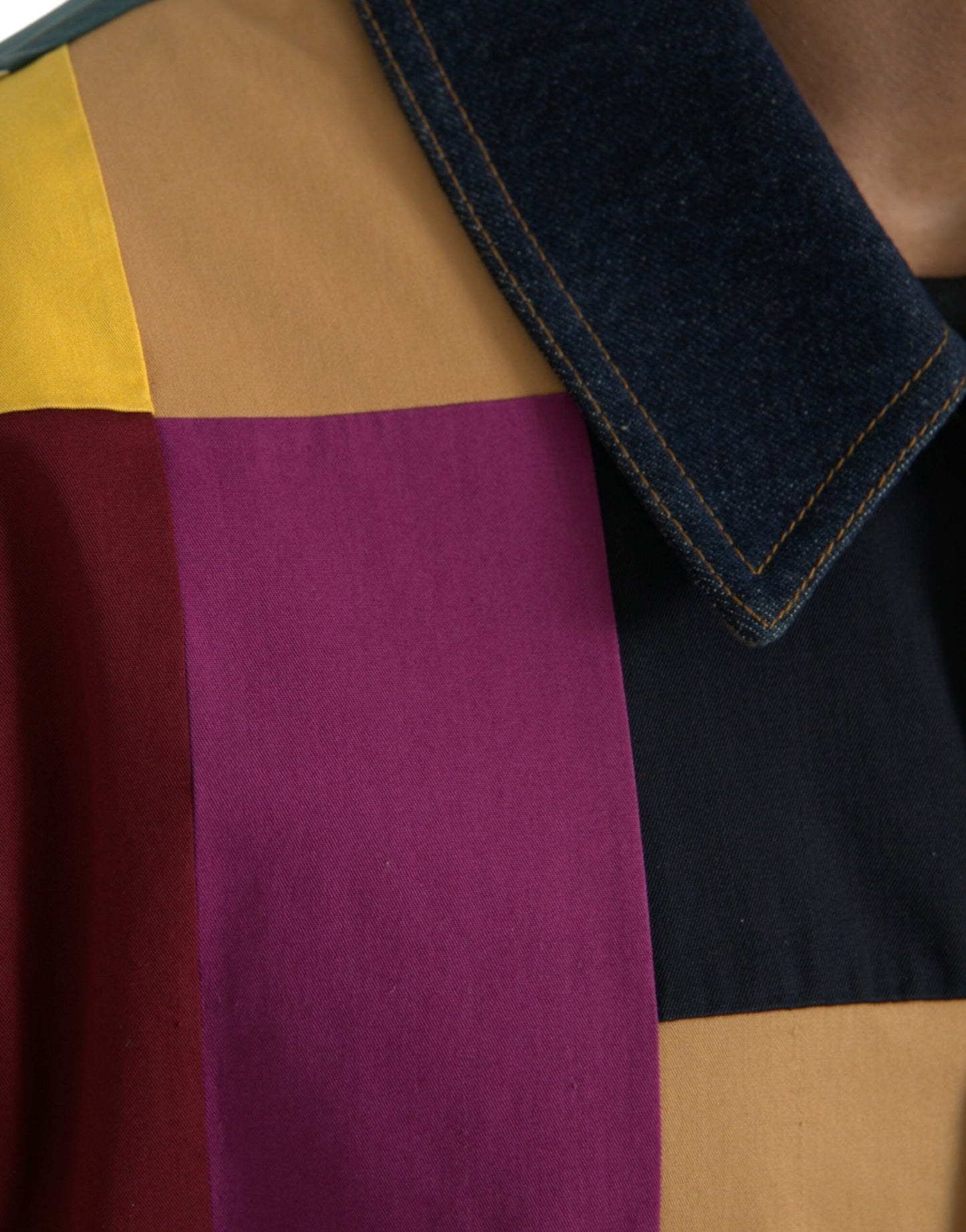 Dolce & Gabbana Multicolor Patchwork Cotton Collared Jacket Dolce & Gabbana