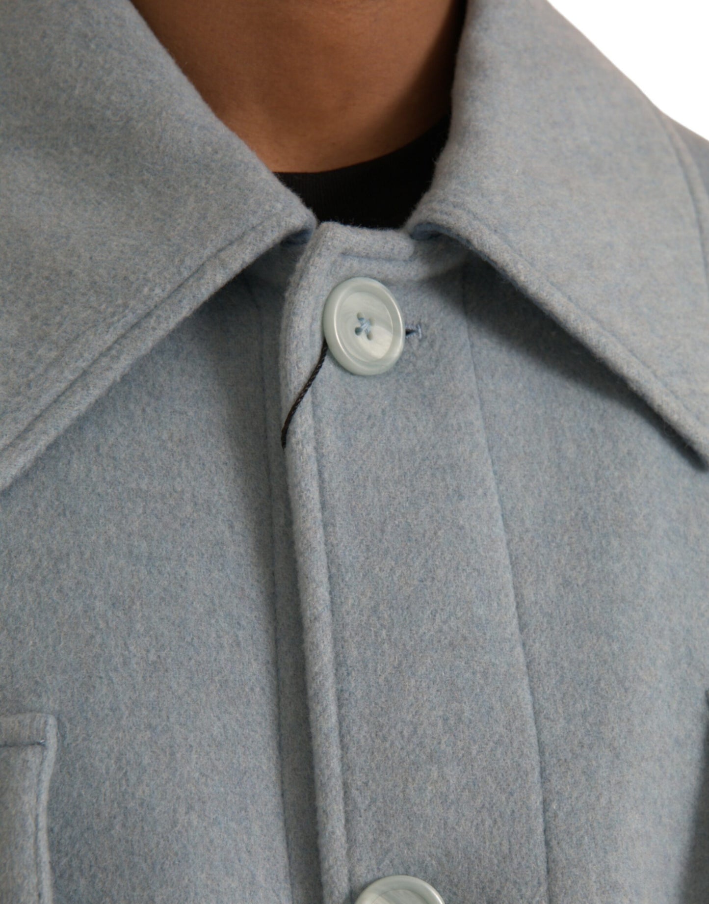 Dolce & Gabbana Light Blue Wool Button Trench Coat Jacket Dolce & Gabbana