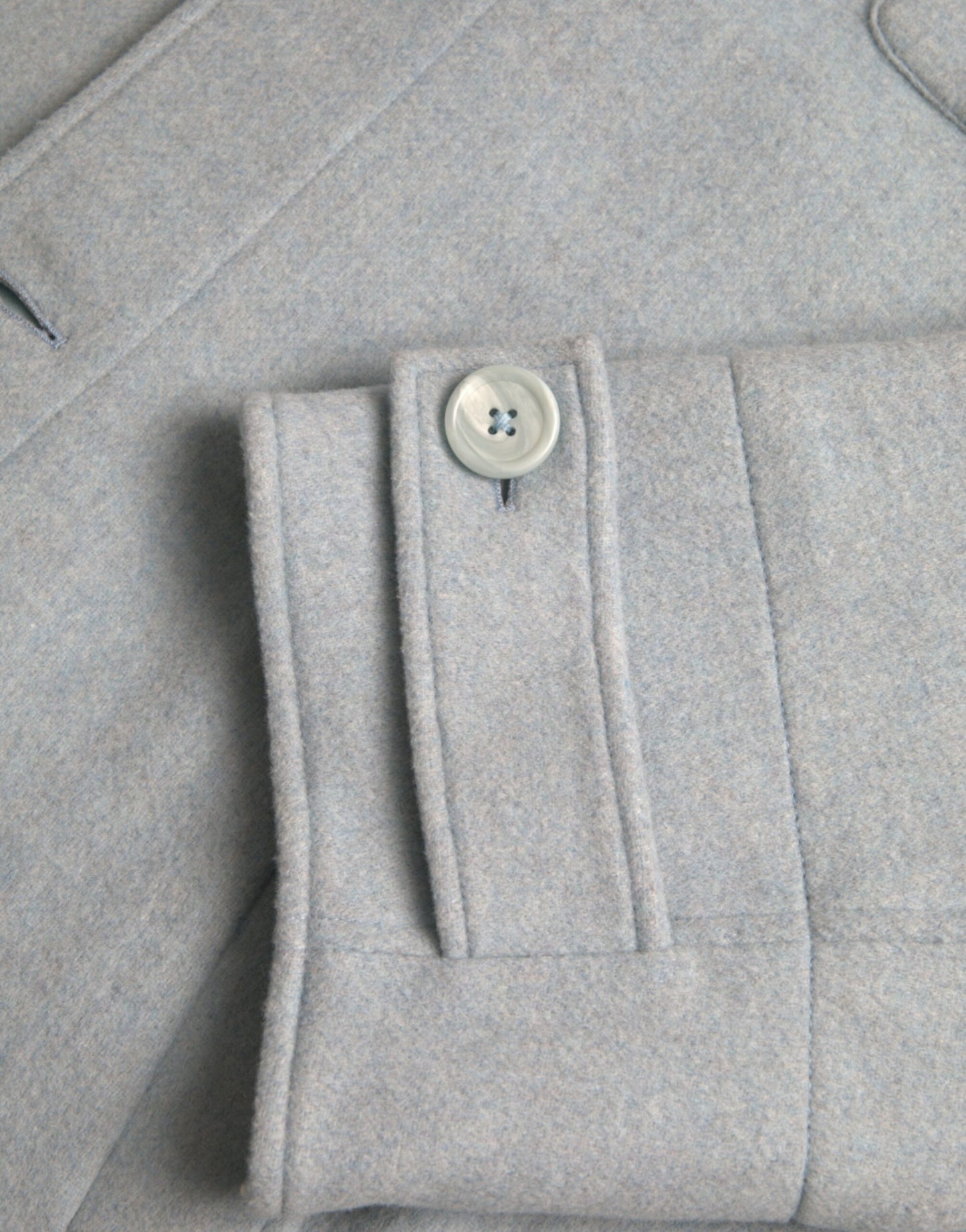 Dolce & Gabbana Light Blue Wool Button Trench Coat Jacket Dolce & Gabbana