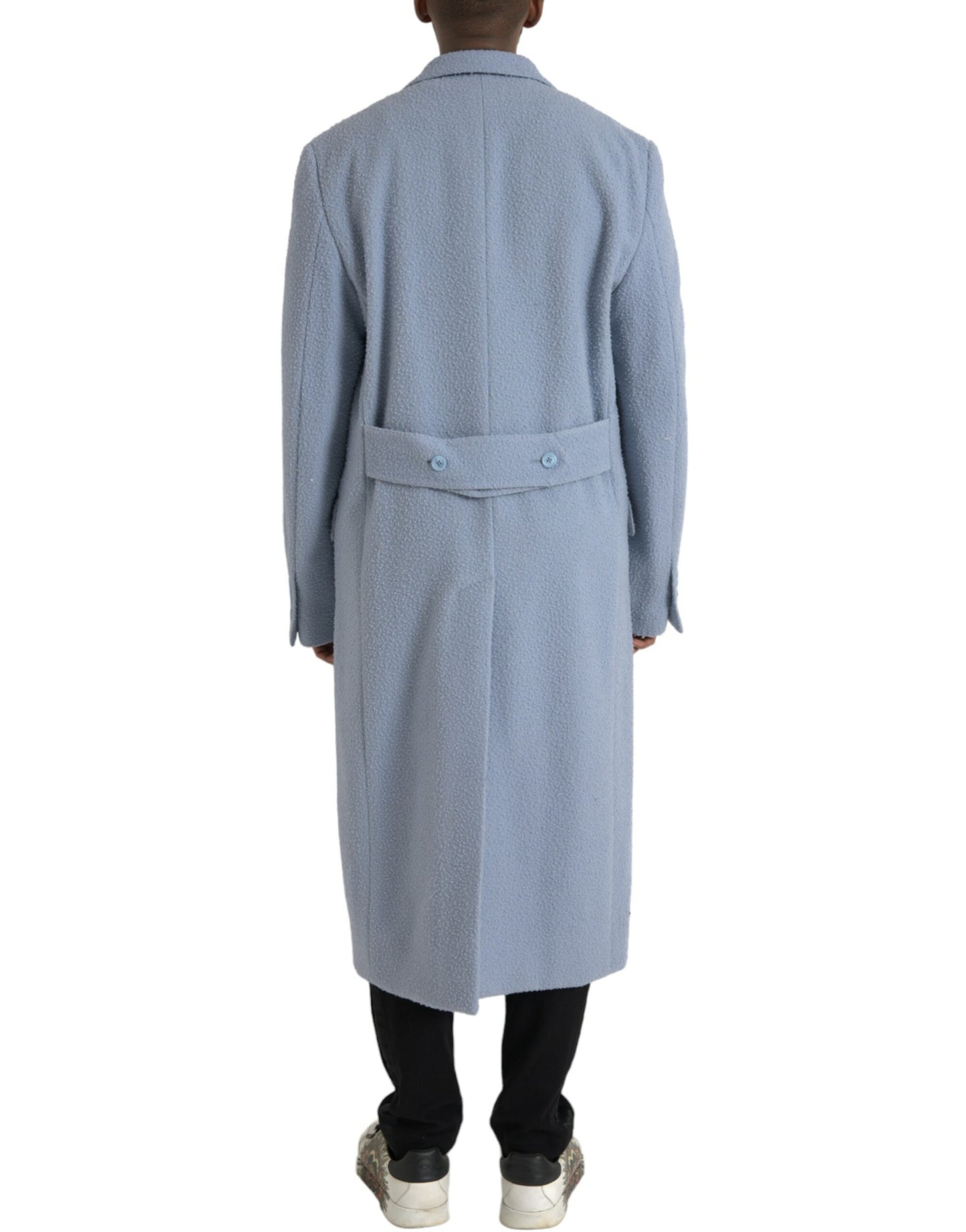 Dolce & Gabbana Blue Double Breasted Long Trench Coat Jacket Dolce & Gabbana