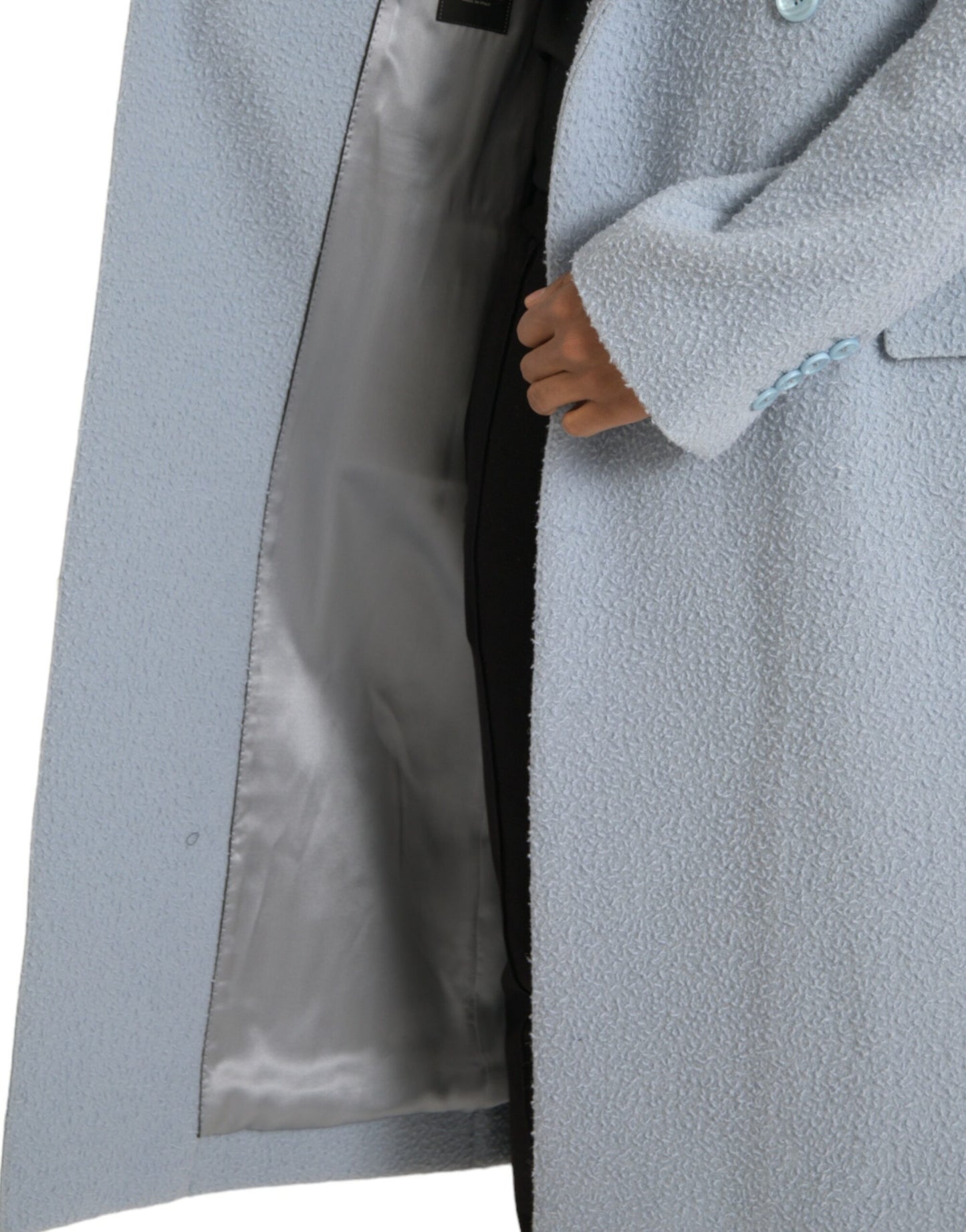 Dolce & Gabbana Blue Double Breasted Long Trench Coat Jacket Dolce & Gabbana