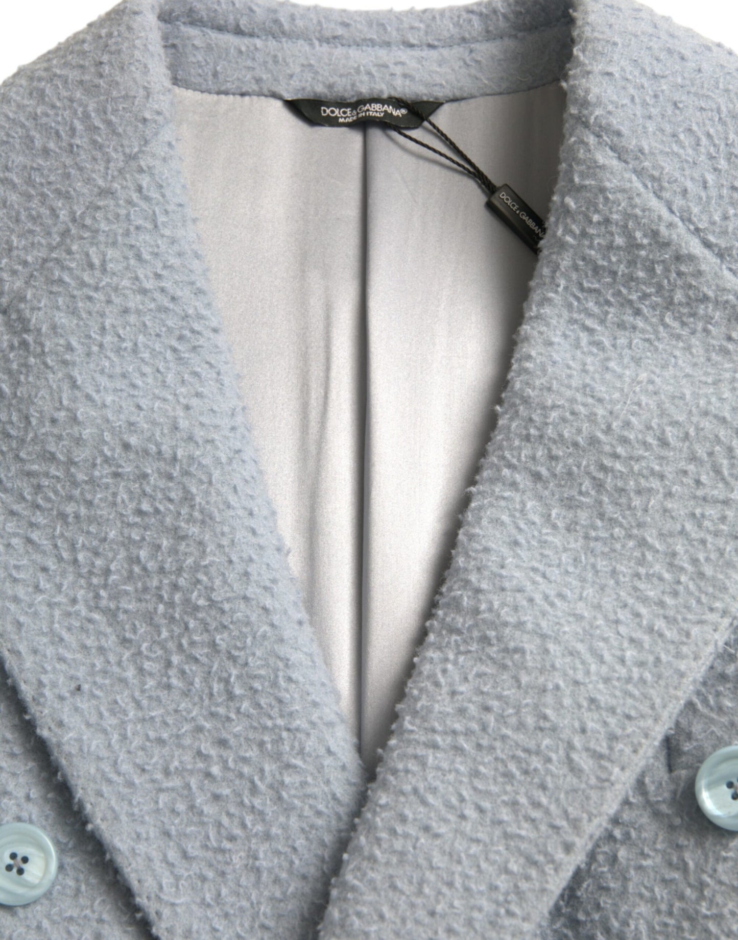 Dolce & Gabbana Blue Double Breasted Long Trench Coat Jacket Dolce & Gabbana