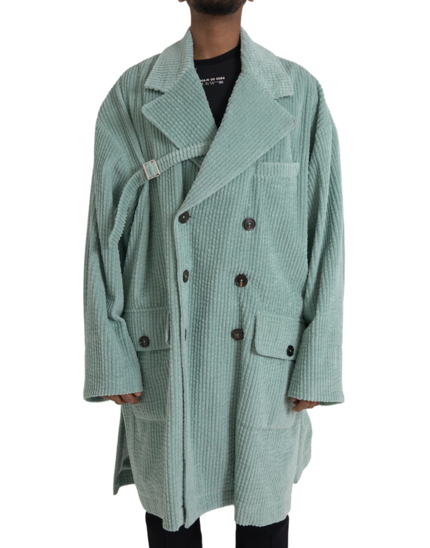 Dolce & Gabbana Blue Double Breasted Corduroy Cotton Jacket Dolce & Gabbana